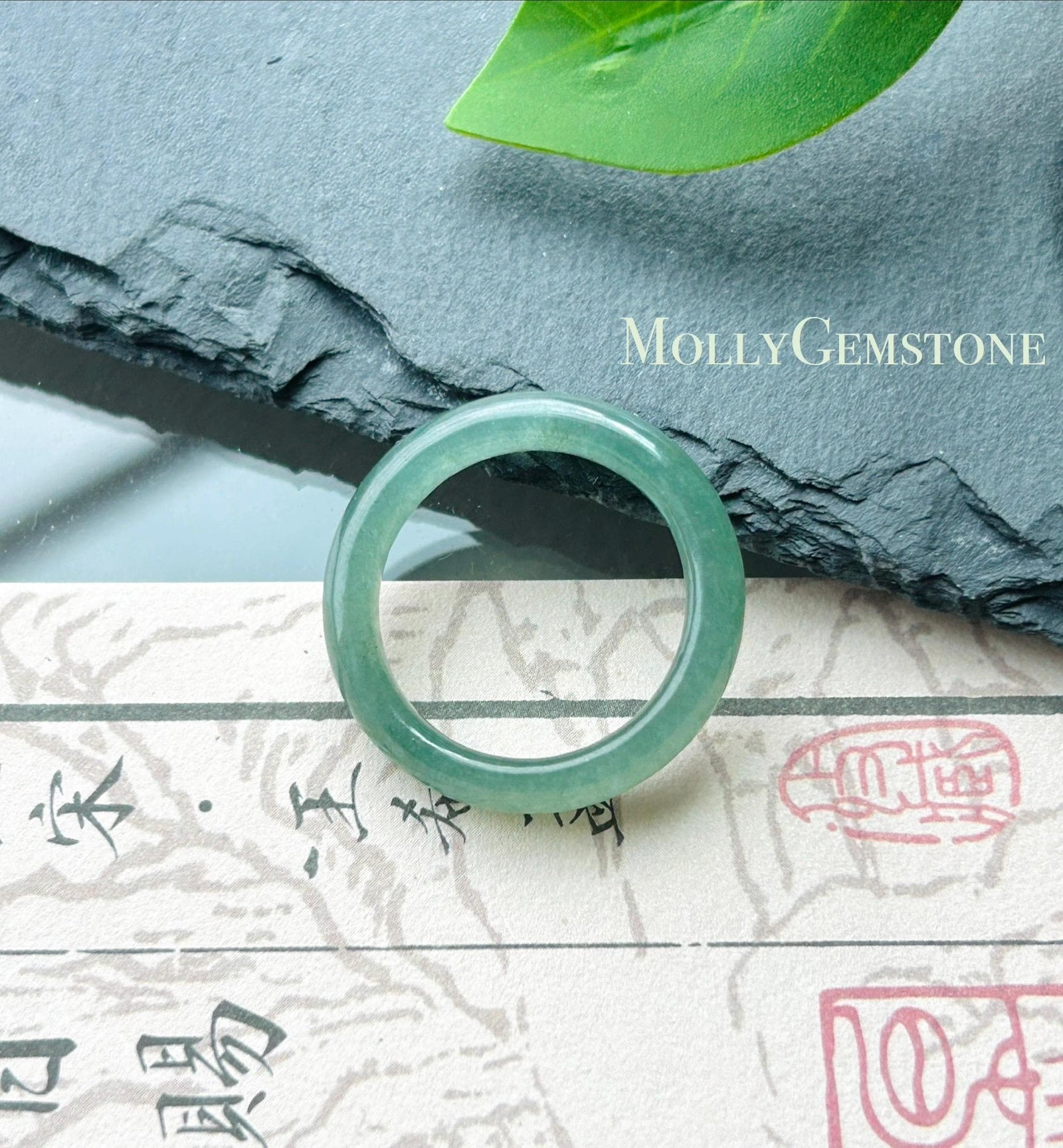 Natural Jadeite Ring Band | Guatemalan Type A Highly Translucent Icy Dark Green Jade | US Size 8 | 18.2mm| Mother’s Day Gift