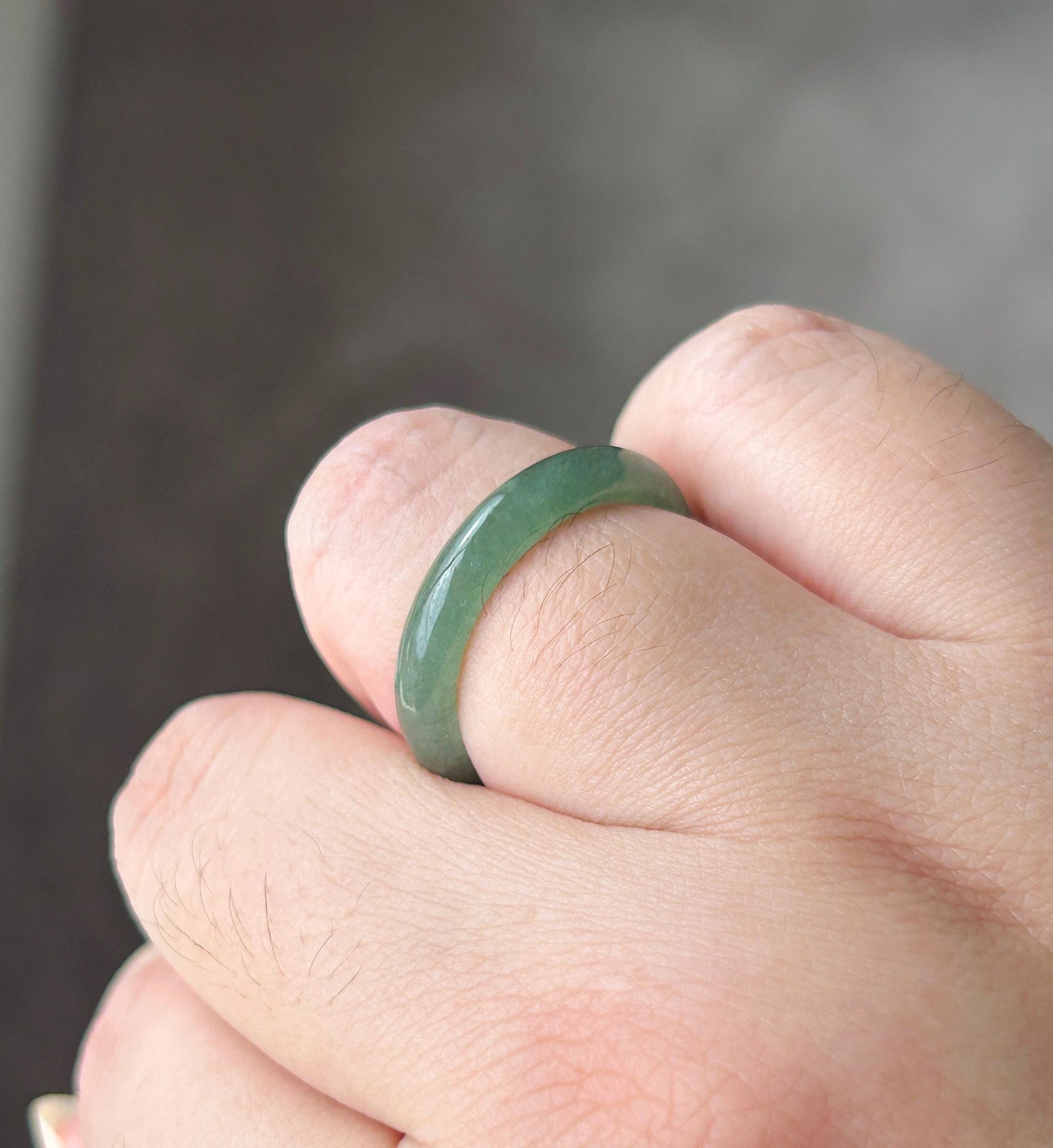 Natural Jadeite Ring Band | Guatemalan Type A Highly Translucent Icy Dark Green Jade | US Size 8 | 18.2mm| Mother’s Day Gift
