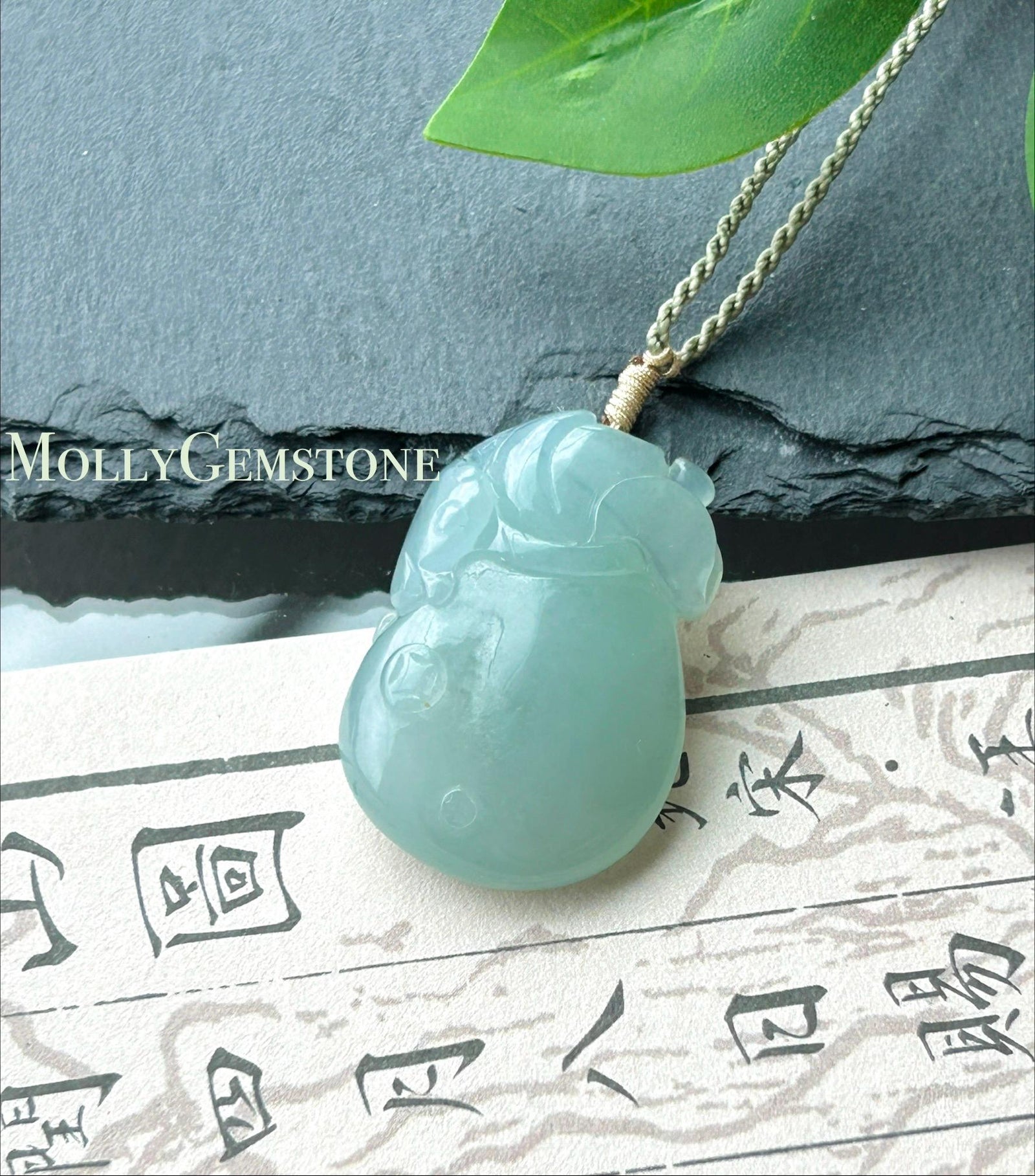 Certified Natural Jadeite Fortune Pouch Pendant Handwoven Necklace Burmese Type A Highly Translucent Icy Blue Jade 30 x 20 x 8mm