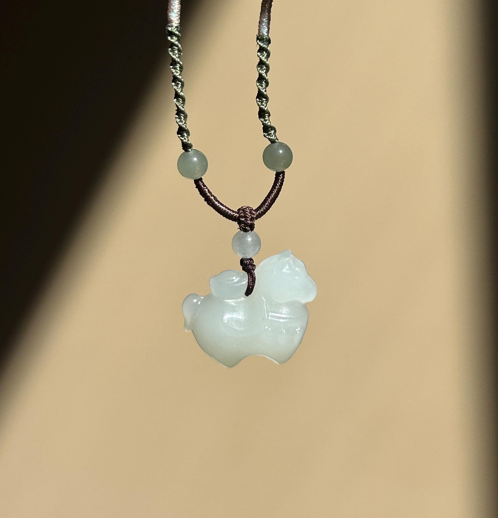 Natural Nephrite Jade Cute Horse with Ingot Pendant Handwoven Necklace| Protection Amulet | Year of Horse Gift