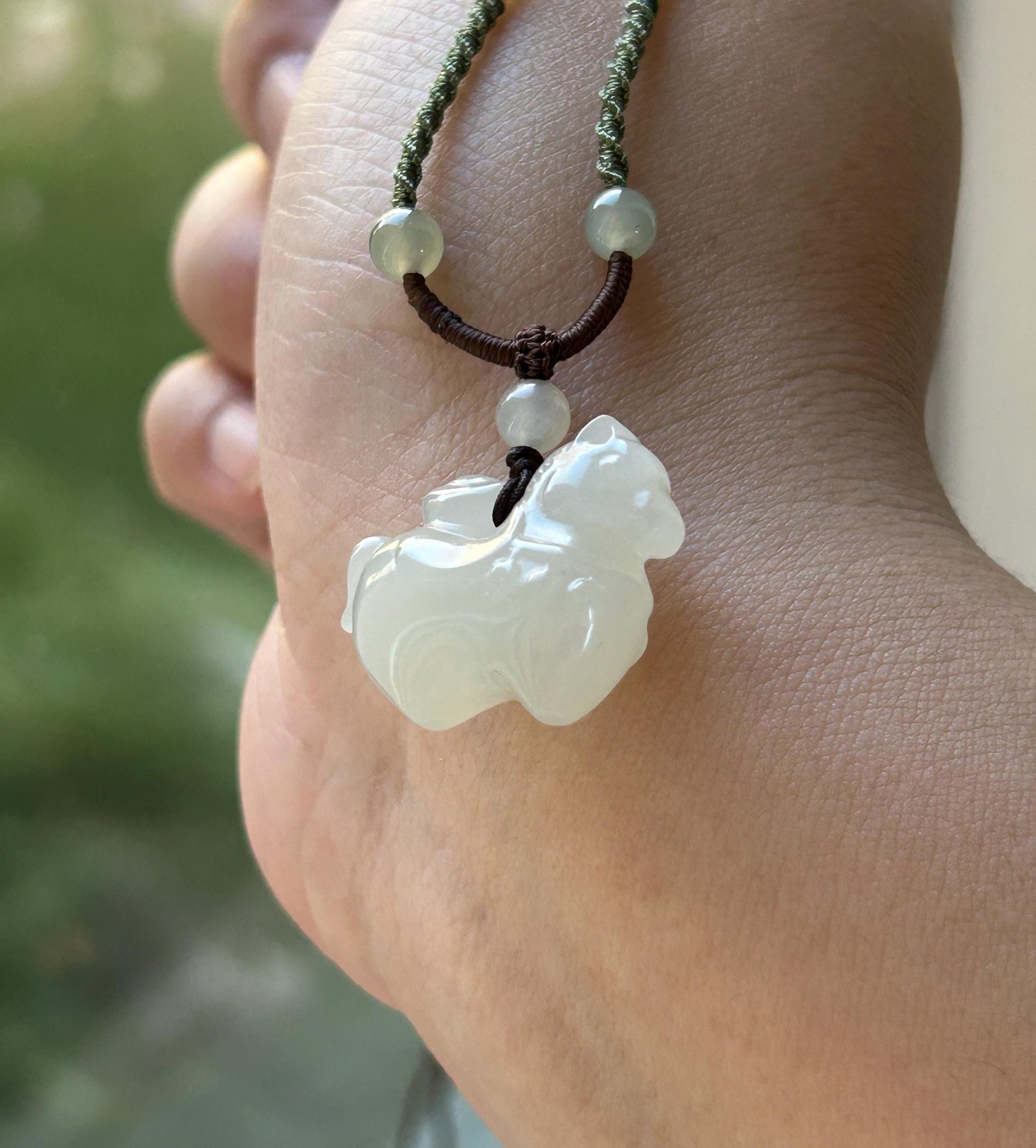 Natural Nephrite Jade Cute Horse with Ingot Pendant Handwoven Necklace| Protection Amulet | Year of Horse Gift