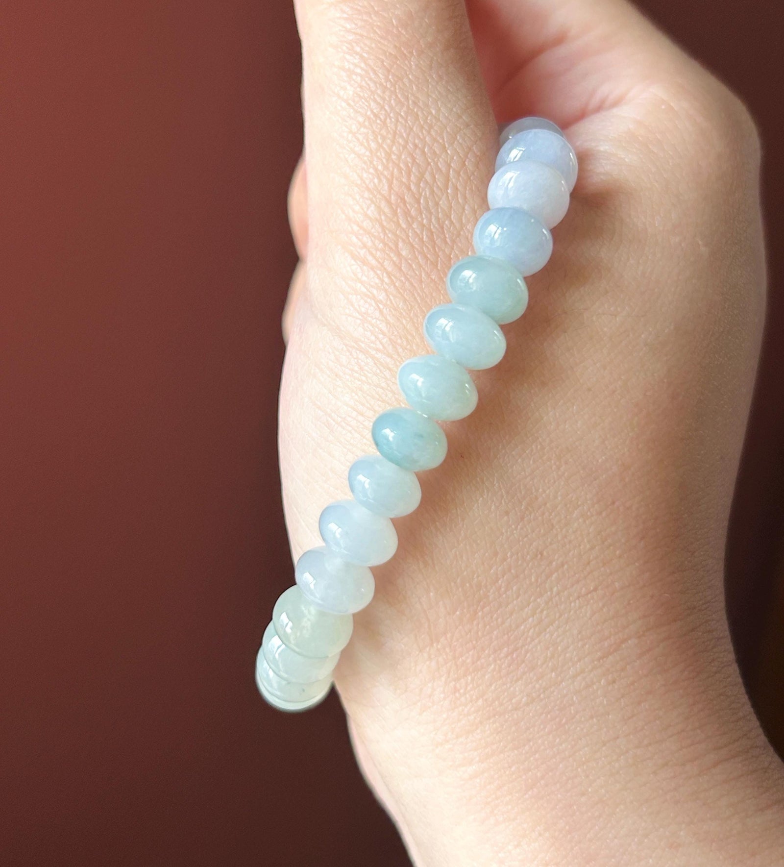 Natural Jadeite Beaded Gradient Bracelet – Burmese Type A Highly Translucent Icy Rainbow Multicolor Jade, 9.2mm
