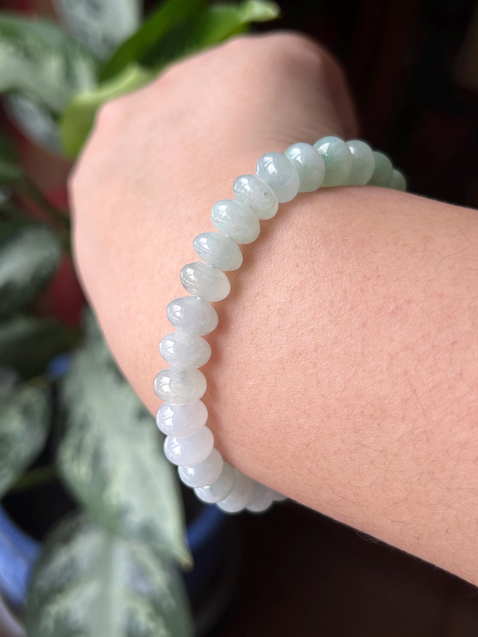 Natural Jadeite Beaded Gradient Bracelet – Burmese Type A Highly Translucent Icy Rainbow Multicolor Jade, 9.2mm