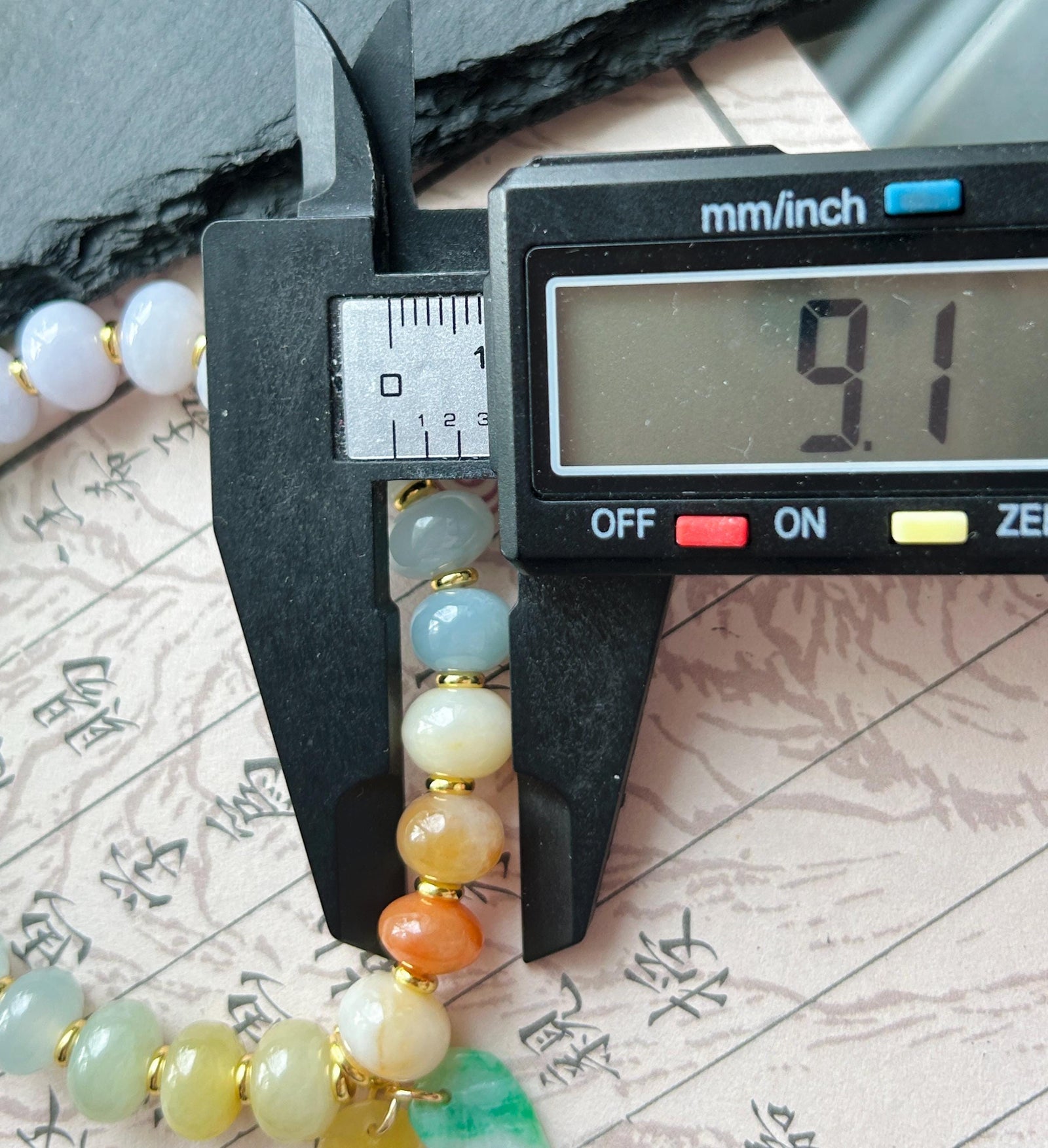 Natural Jadeite Beaded Gradient Bracelet – Burmese Type A Highly Translucent Icy Vibrant Rainbow Multicolor Jade, 9+mm