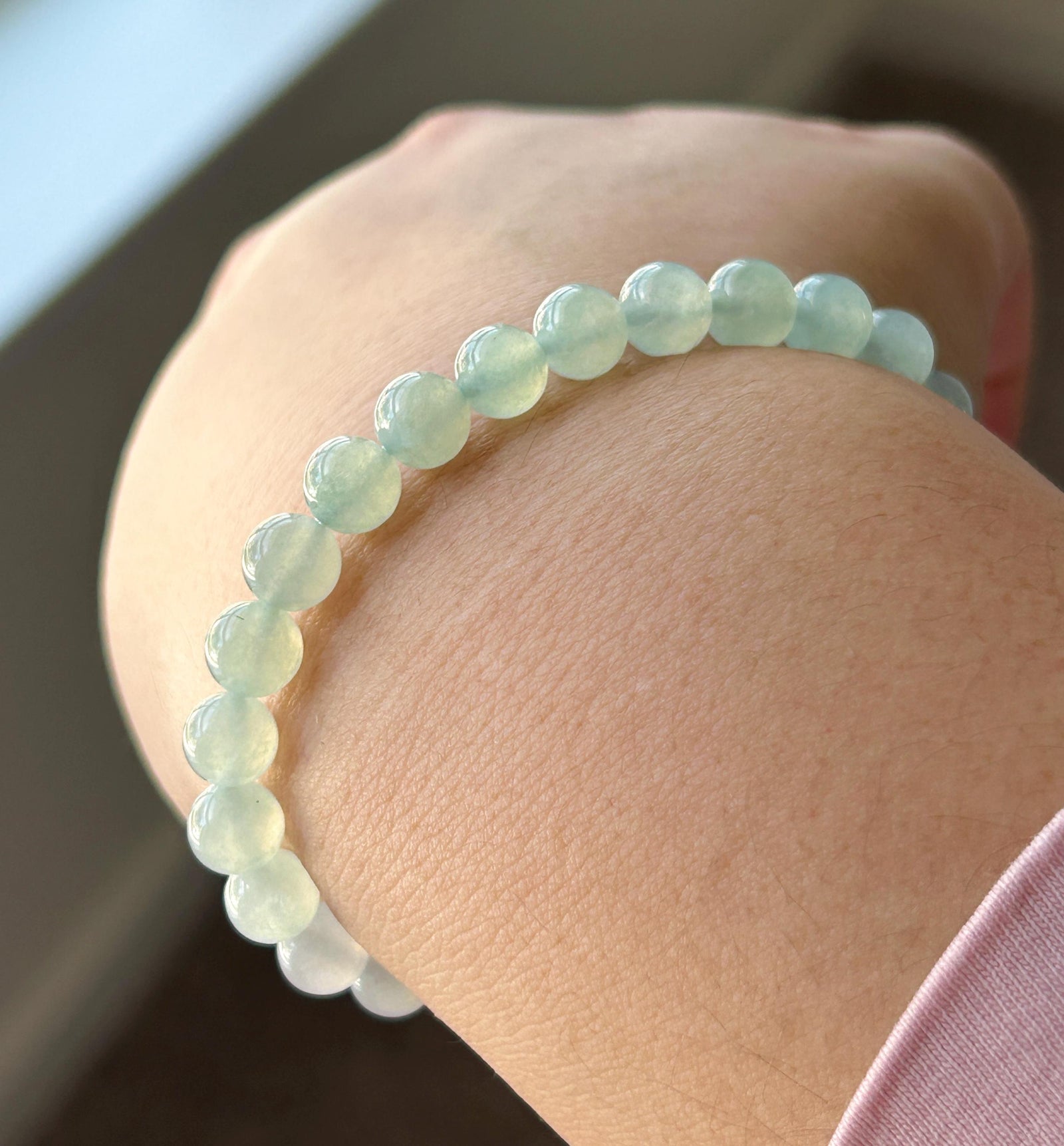 Natural Jadeite Bracelet, Burmese Type A Highly Translucent Icy Pastel Gradient Multicolor - Green, Blue Lavender Jade Beads, 7mm