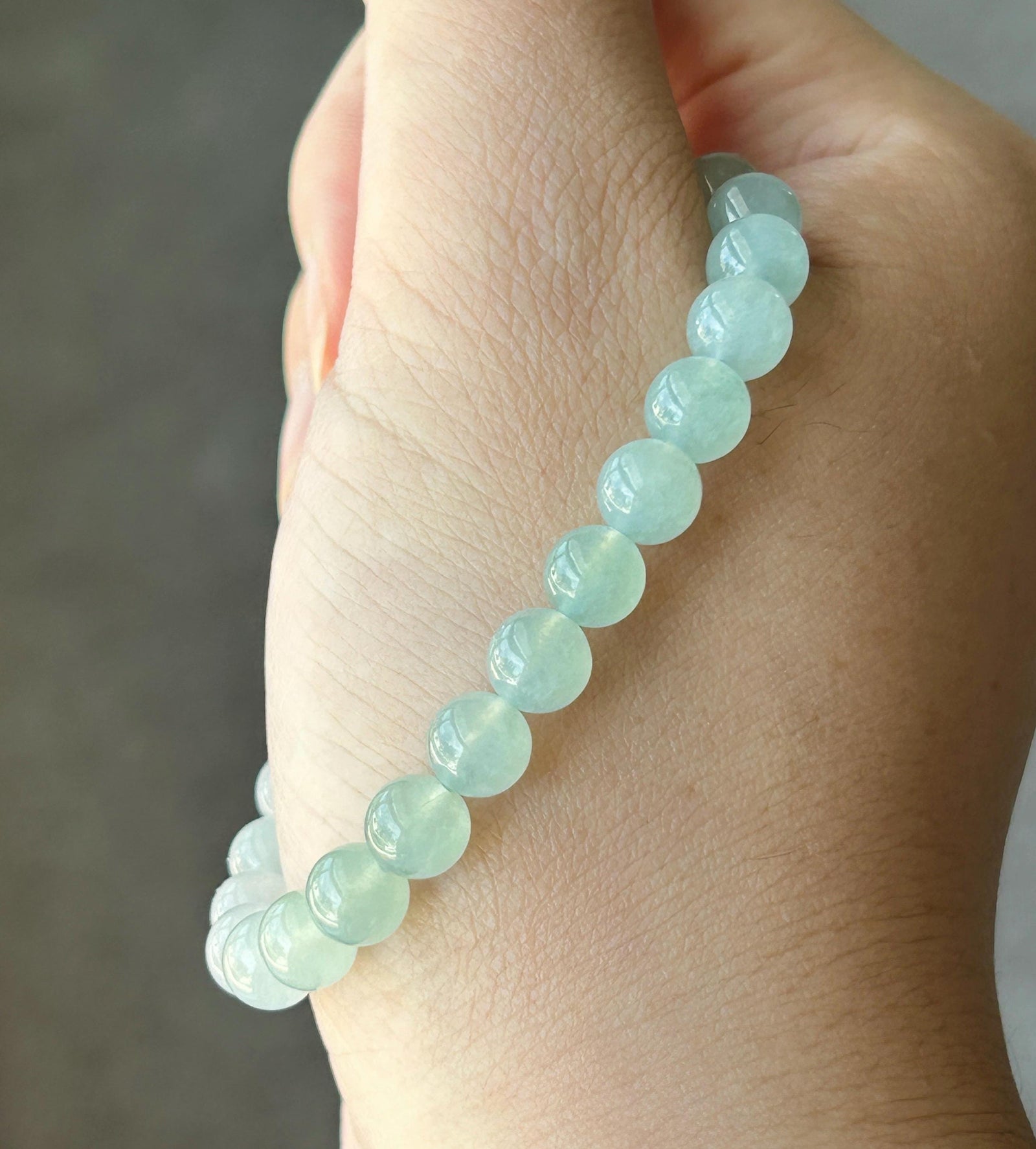 Natural Jadeite Bracelet, Burmese Type A Highly Translucent Icy Pastel Gradient Multicolor - Green, Blue Lavender Jade Beads, 7mm