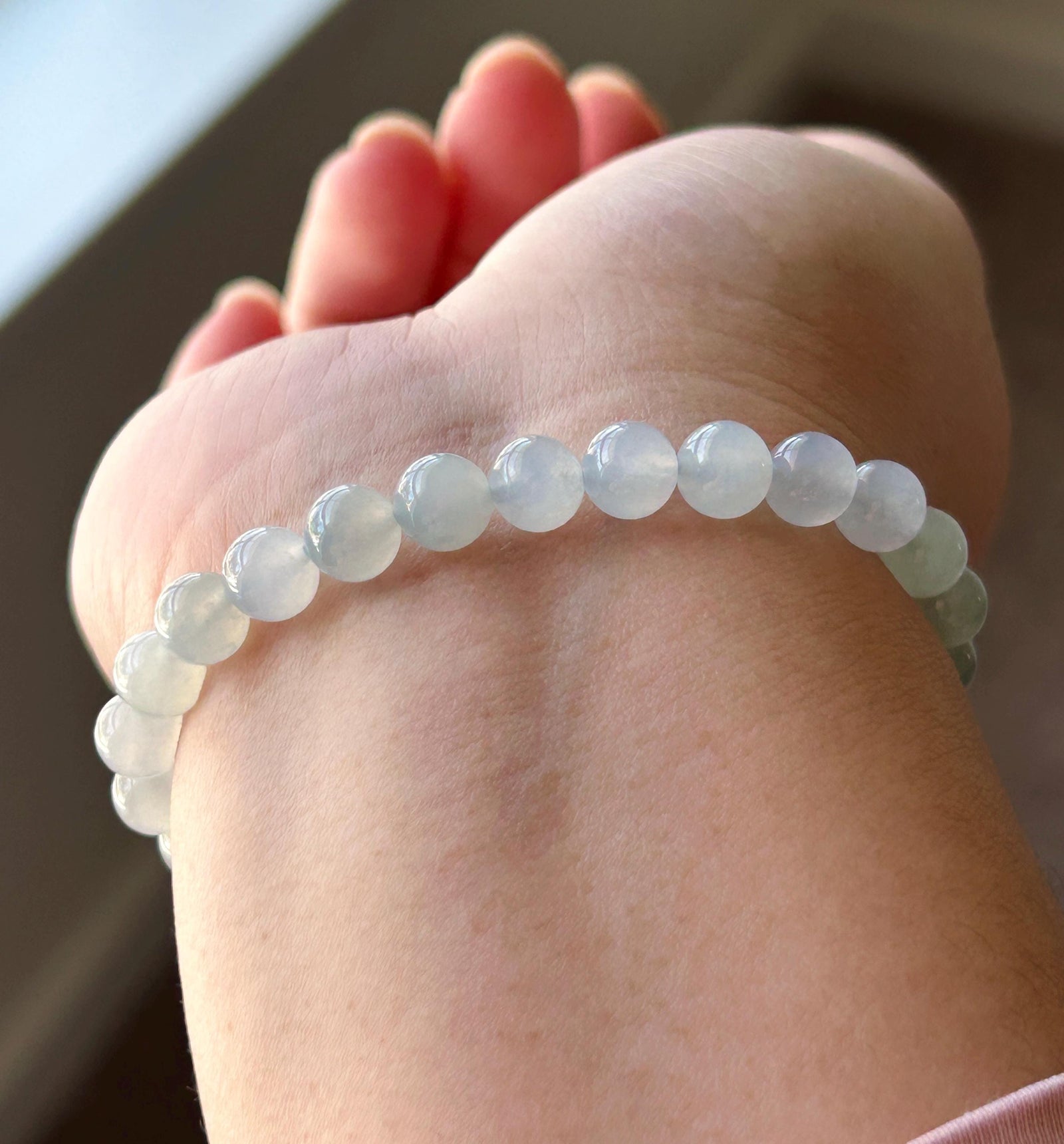 Natural Jadeite Bracelet, Burmese Type A Highly Translucent Icy Pastel Gradient Multicolor - Green, Blue Lavender Jade Beads, 7mm