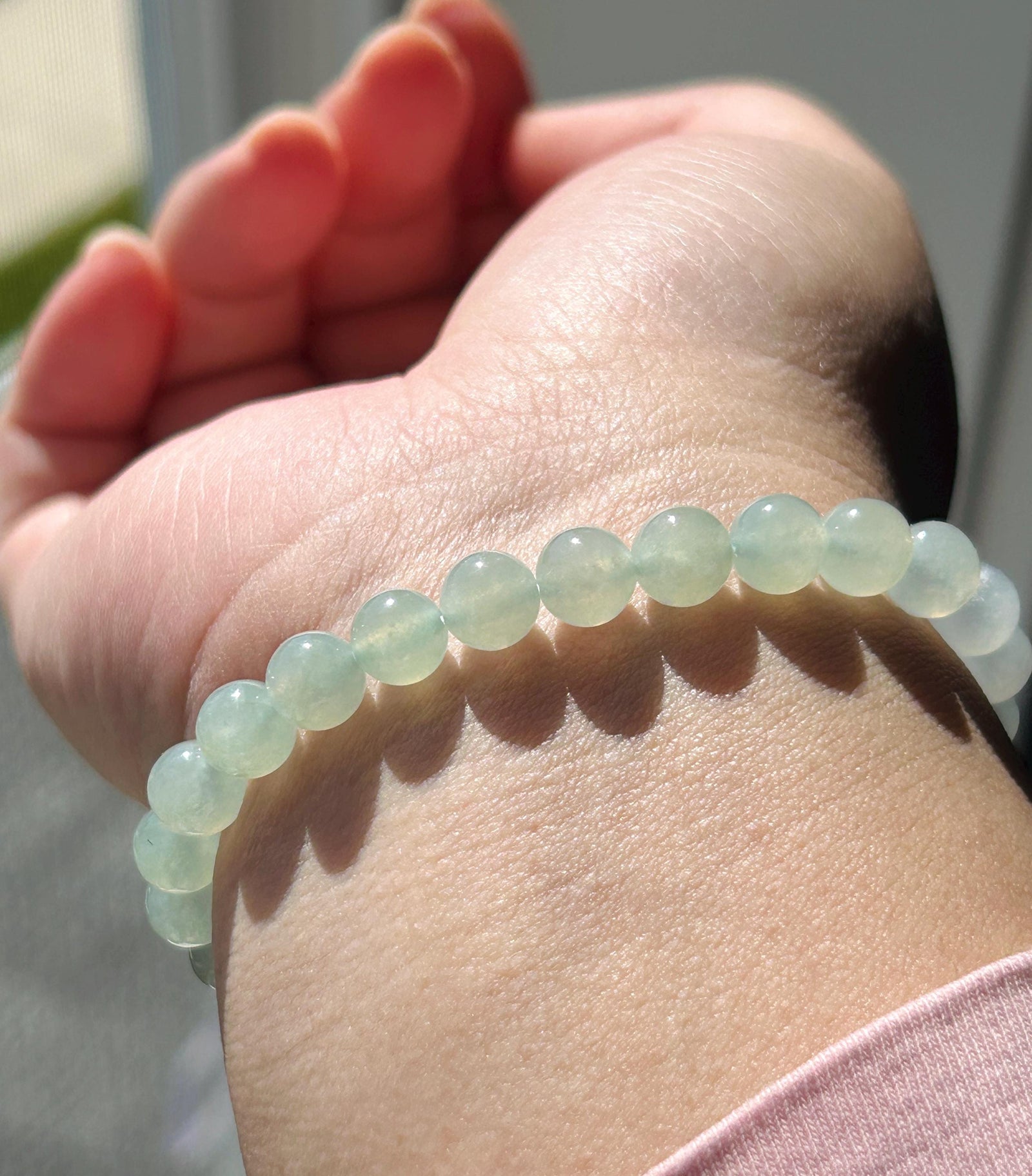 Natural Jadeite Bracelet, Burmese Type A Highly Translucent Icy Pastel Gradient Multicolor - Green, Blue Lavender Jade Beads, 7mm