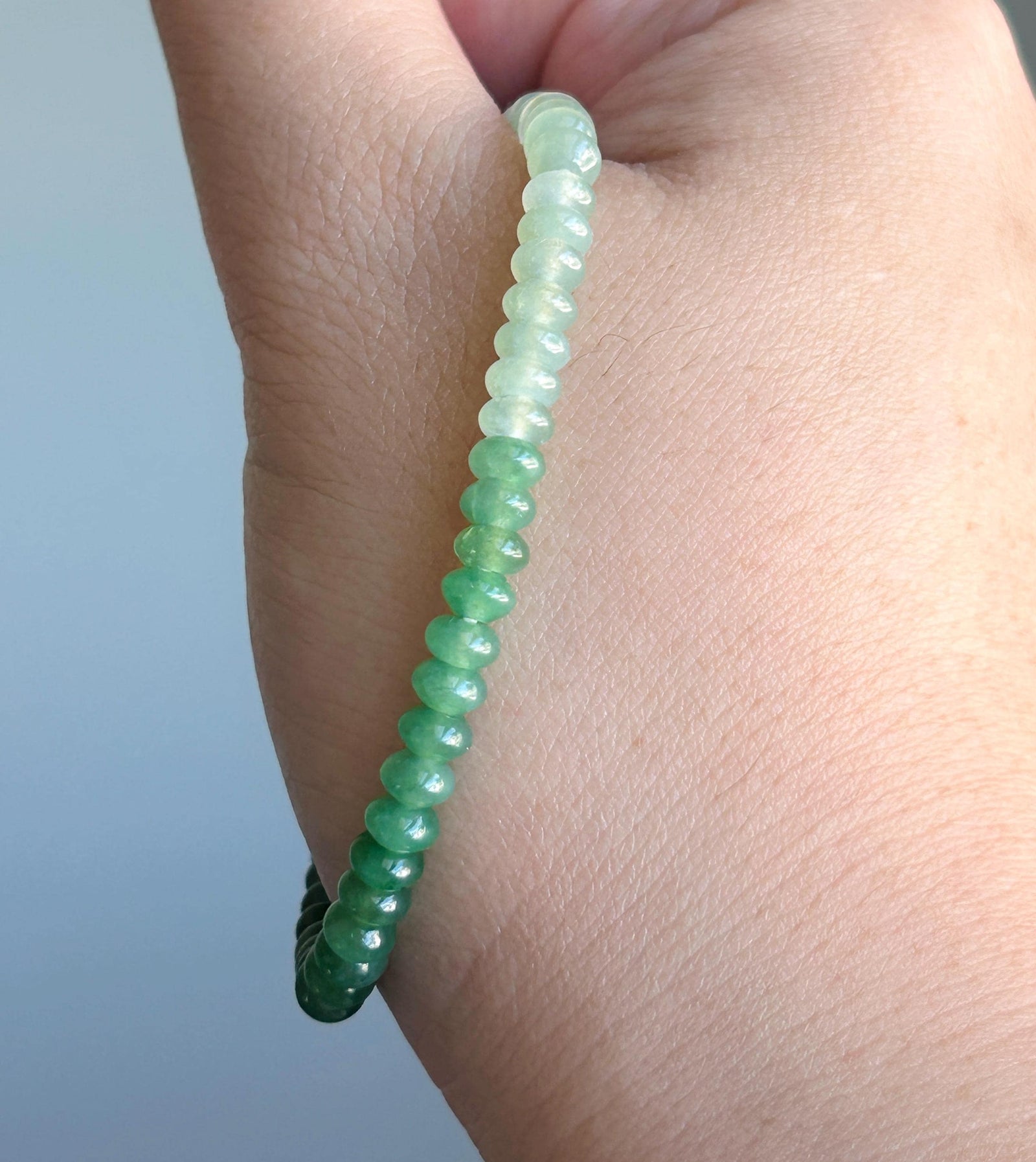 Certified Natural Jadeite Bracelet Burmese Type A Highly Translucent Icy Gradient Vivid Spicy Green Jade 5mm, Minimalist Jewelry