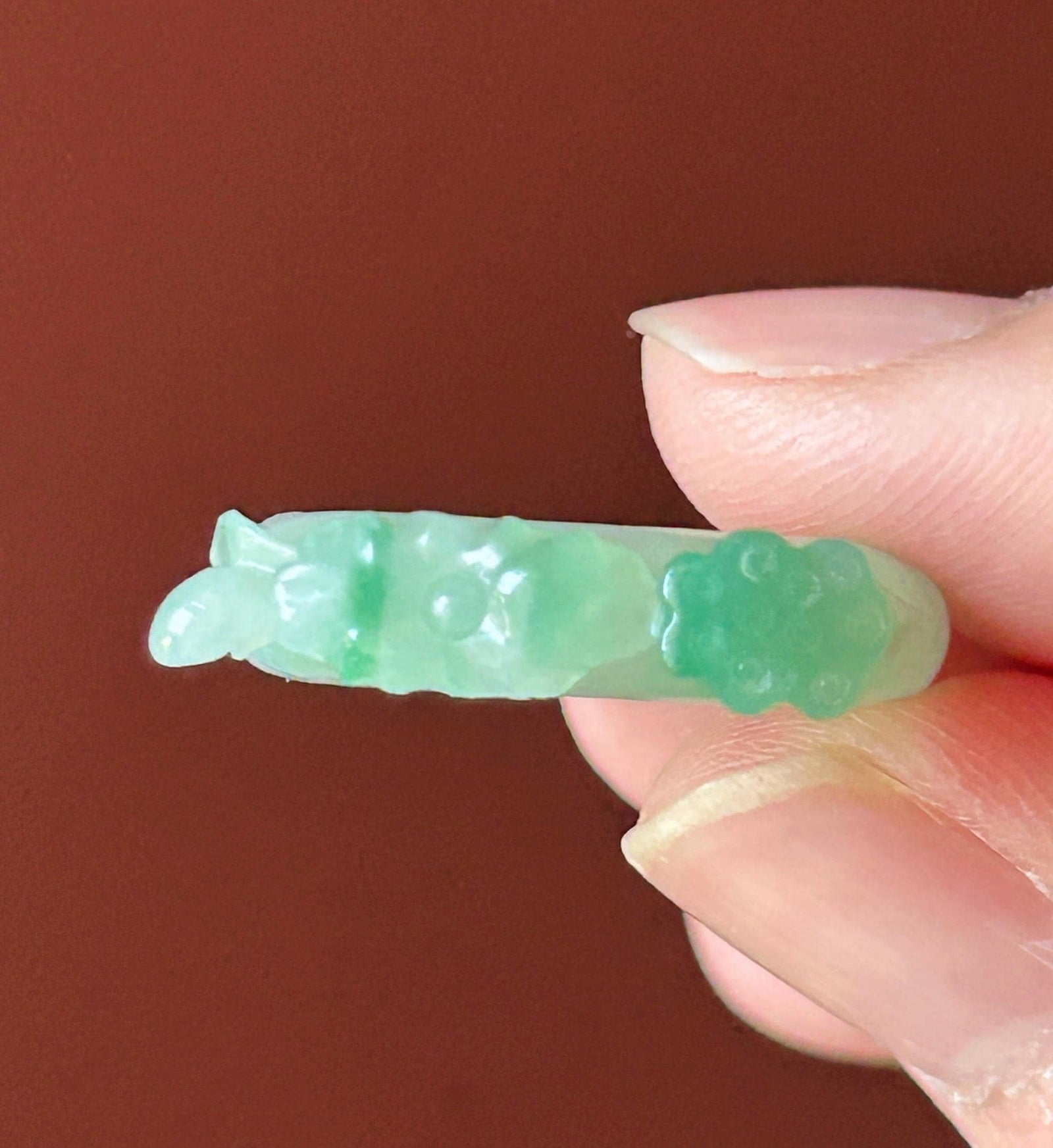 Certified Natural Jadeite Carved Lotus Ring, Type A Burmese Icy Translucent White Based Green Floral Jade Band| Moss in Snow| US Size 6