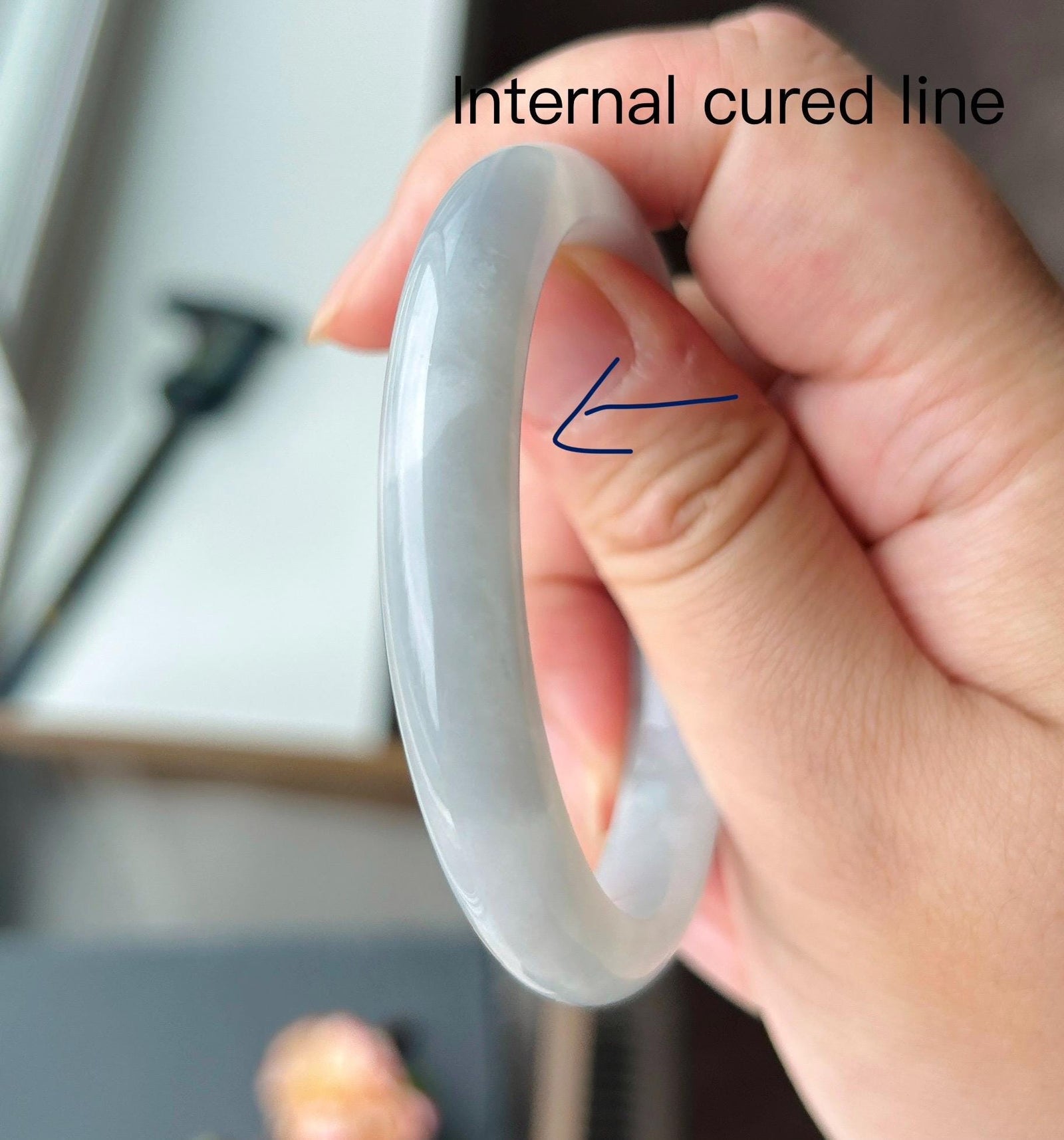 Certified Natural Jadeite Bangle - Burmese Type A fine glutinous Misty Blue Jade, Round-D Cut, 55mm