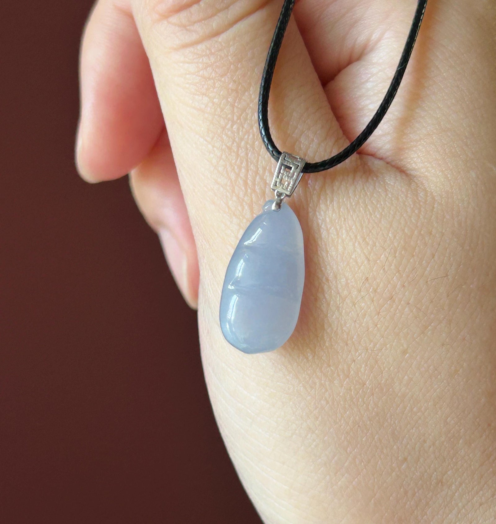Certified Natural Jadeite Beans Pendant Minimalist Jewelry Burmese Type A Highly Translucent Icy Lavender Purple Jade, 18k Solid Gold Bail