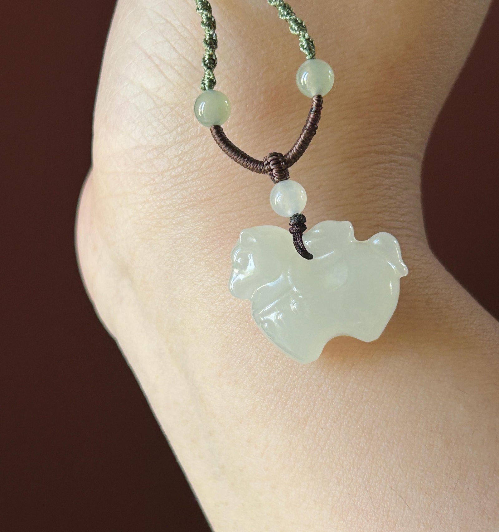Natural Nephrite Jade Cute Horse with Ingot Pendant Handwoven Necklace| Protection Amulet | Year of Horse Gift