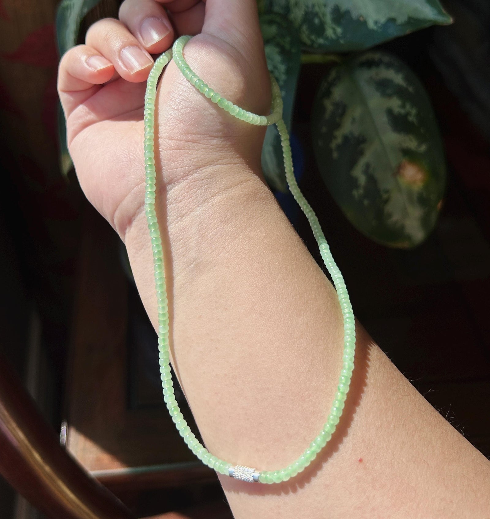 Natural Jade Beaded Necklace/Stacked Bracelet Jewelry Mother’s Day Gift Burmese Type A Icy Translucent Apple Green Jadeite 3.7mm