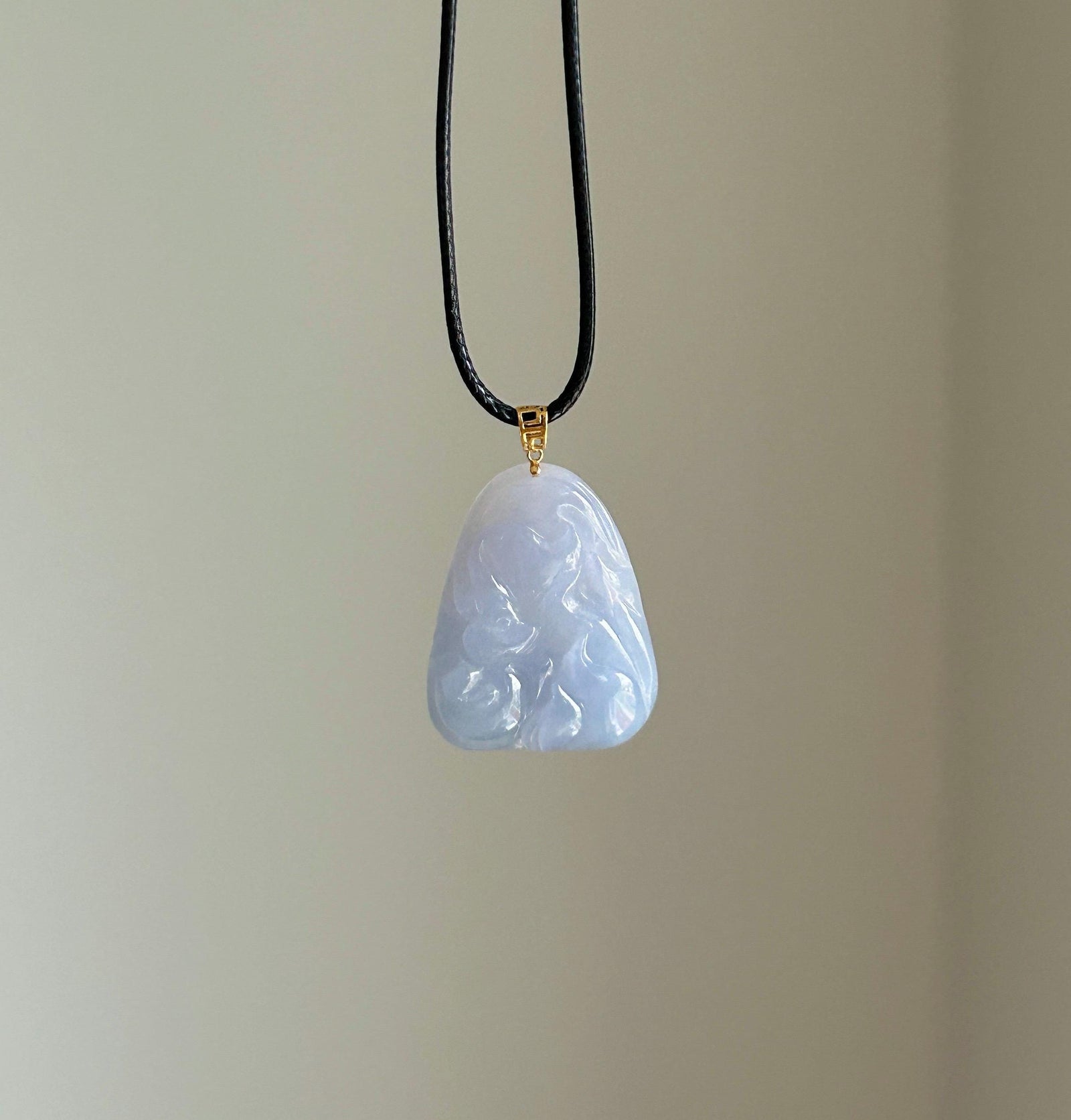 Certified Natural Jadeite Nine-Tail-Fox Pendant | Burmese Type A Highly Translucent Icy Lavender Purple Jade | 18K Gold Bail