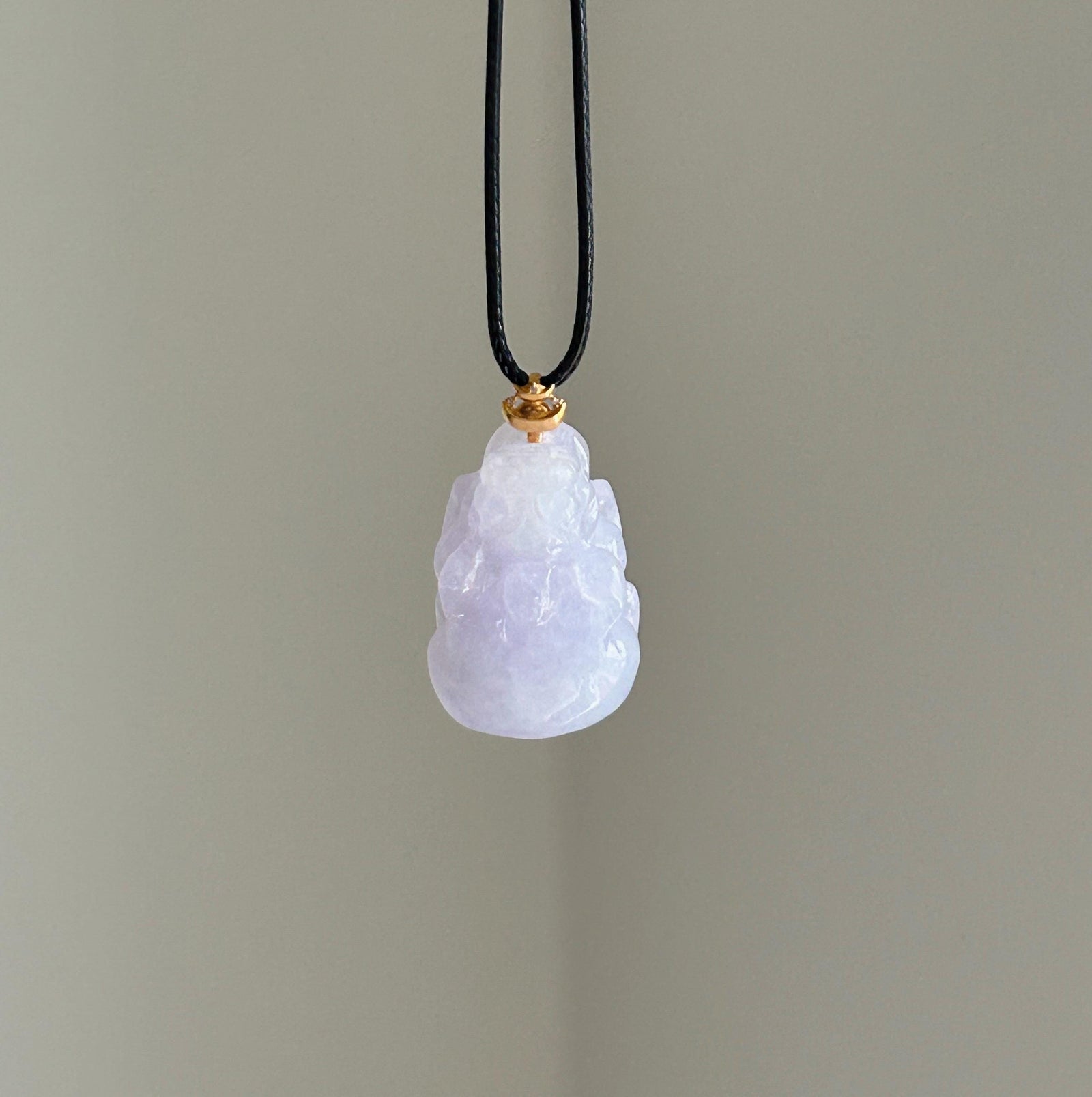 Certified Natural Jadeite Pixiu Pendant | Burmese Type A Translucent Icy Pinkish Lavender Jade | 18K Gold Bail