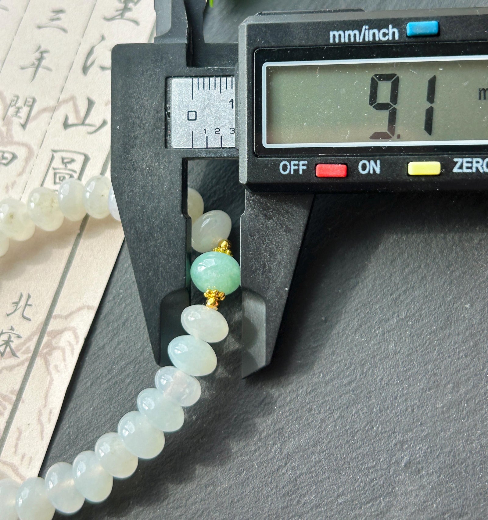 Natural Jadeite Beaded Bracelet – Burmese Type A Highly Translucent Icy White & Green Jade, 9mm