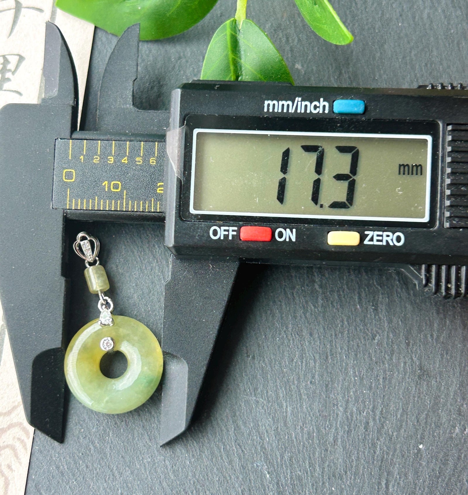 Natural Jadeite Donut Pendant - Type A Burmese Jade in Tea Yellow & Green Tone, Sterling Silver Designer Setting