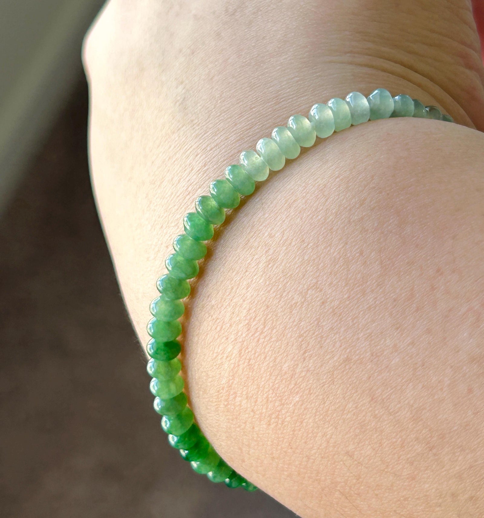 Certified Natural Jadeite Bracelet Burmese Type A Highly Translucent Icy Gradient Vivid Spicy Green Jade 5mm, Minimalist Jewelry