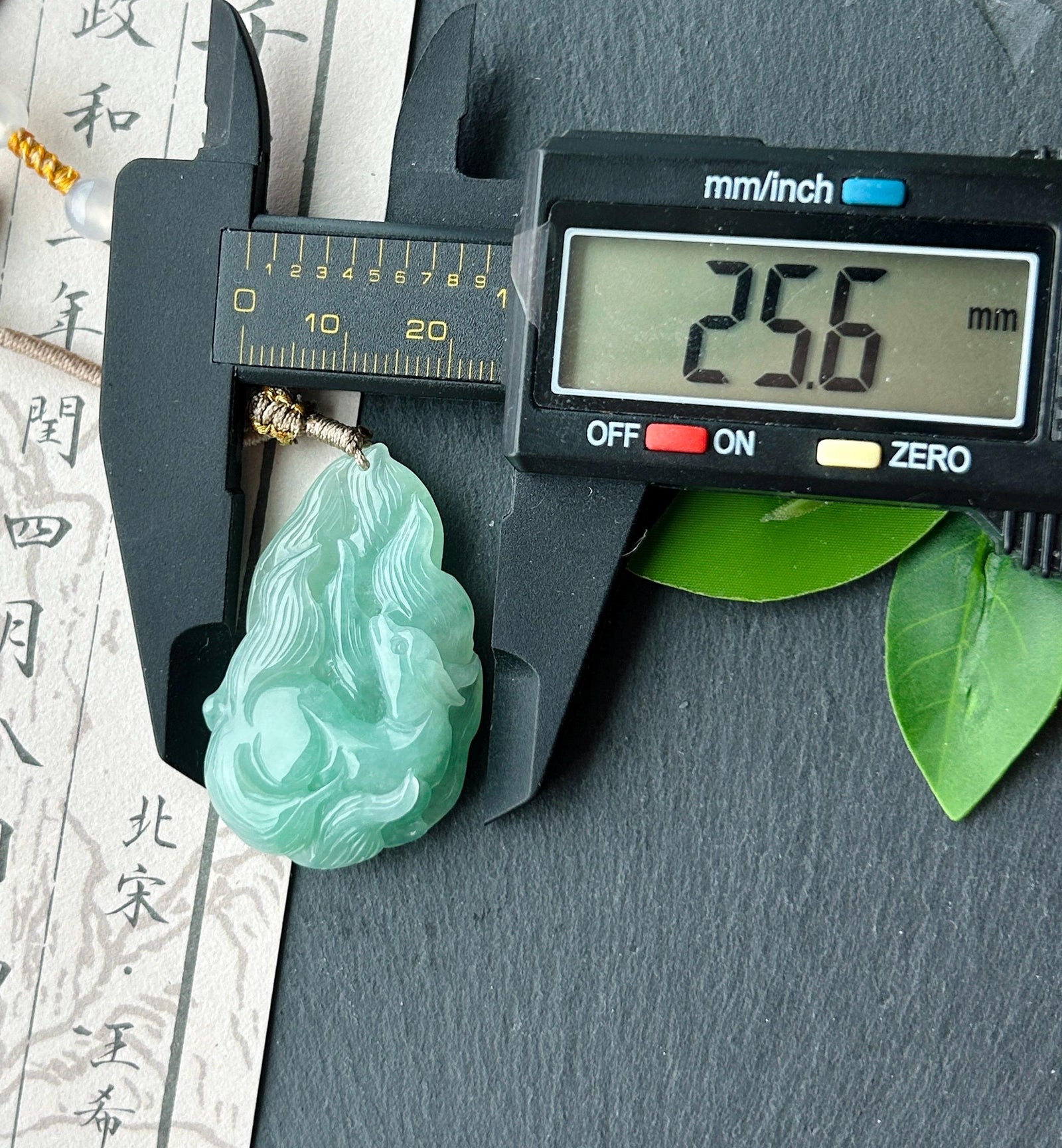 Certified Natural Jadeite Nine-Tail-Fox Pendant - Burmese Type A Untreated Icy Translucent Apple Green Jade Handwoven Adjustable Cord