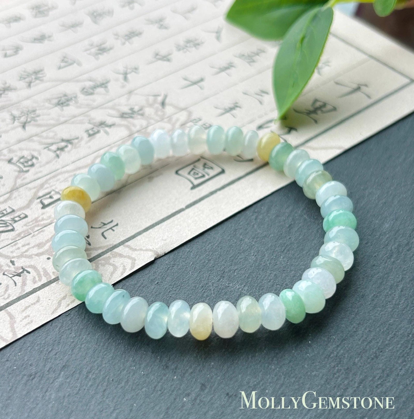 Natural Jadeite Beaded Bracelet, Burmese Type A Highly Translucent Icy Macaron Multicolor Jade, 7mm