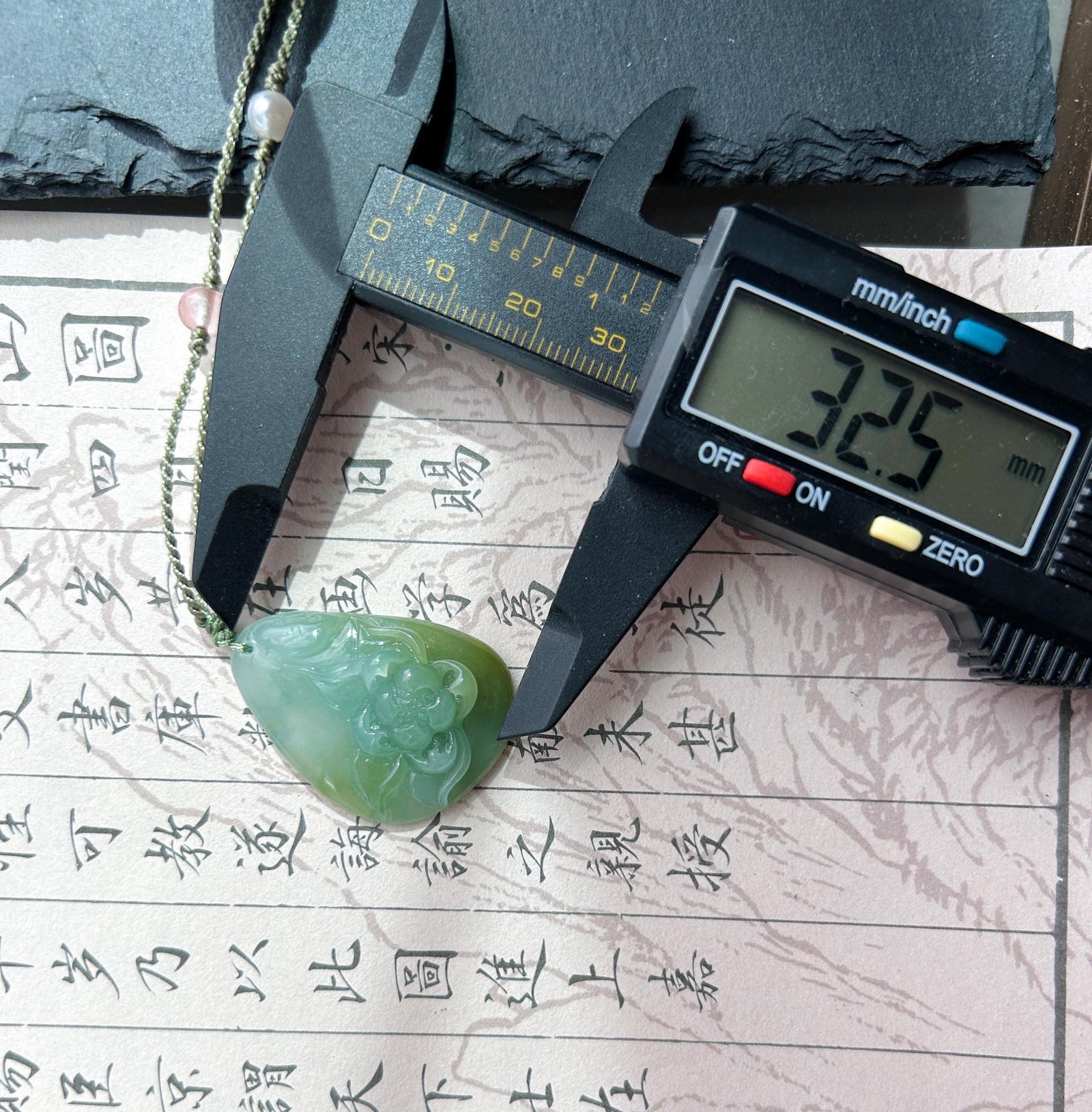 Natural Jadeite Lotus Pendant Burmese Type A Translucent Icy Glutinous Green-Tea-Yellow Jade, Handwoven Adjustable Cord
