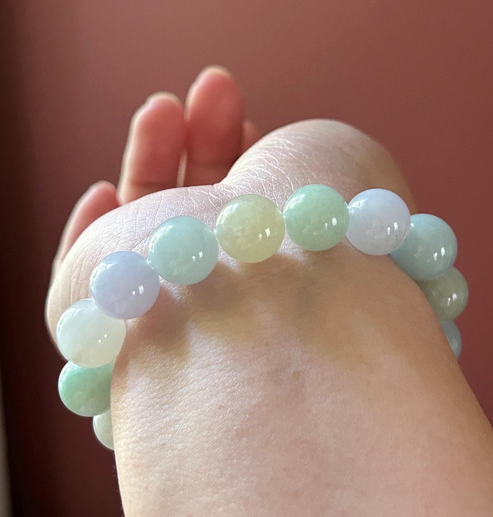 Natural Jadeite Beaded Bracelet Burmese Type A Untreated Translucent Fine Icy Macaron Multicolor Jade 11.5mm BIG Beads