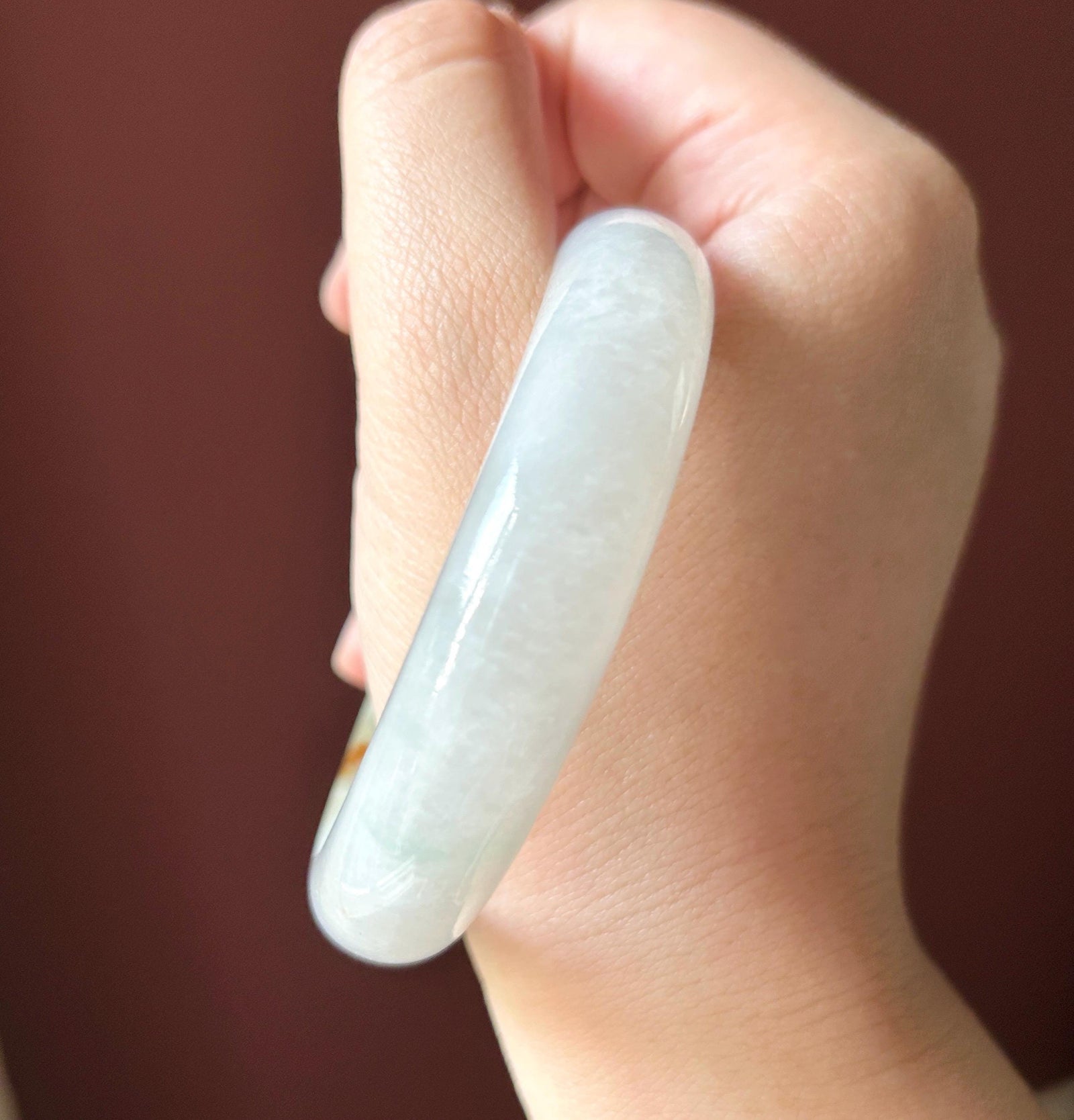 Certified Natural Jadeite Bangle – Burmese Type A Untreated Fine Glutinous White & Yellow/Red Jade, Thick Round-D Cut, 58.7mm