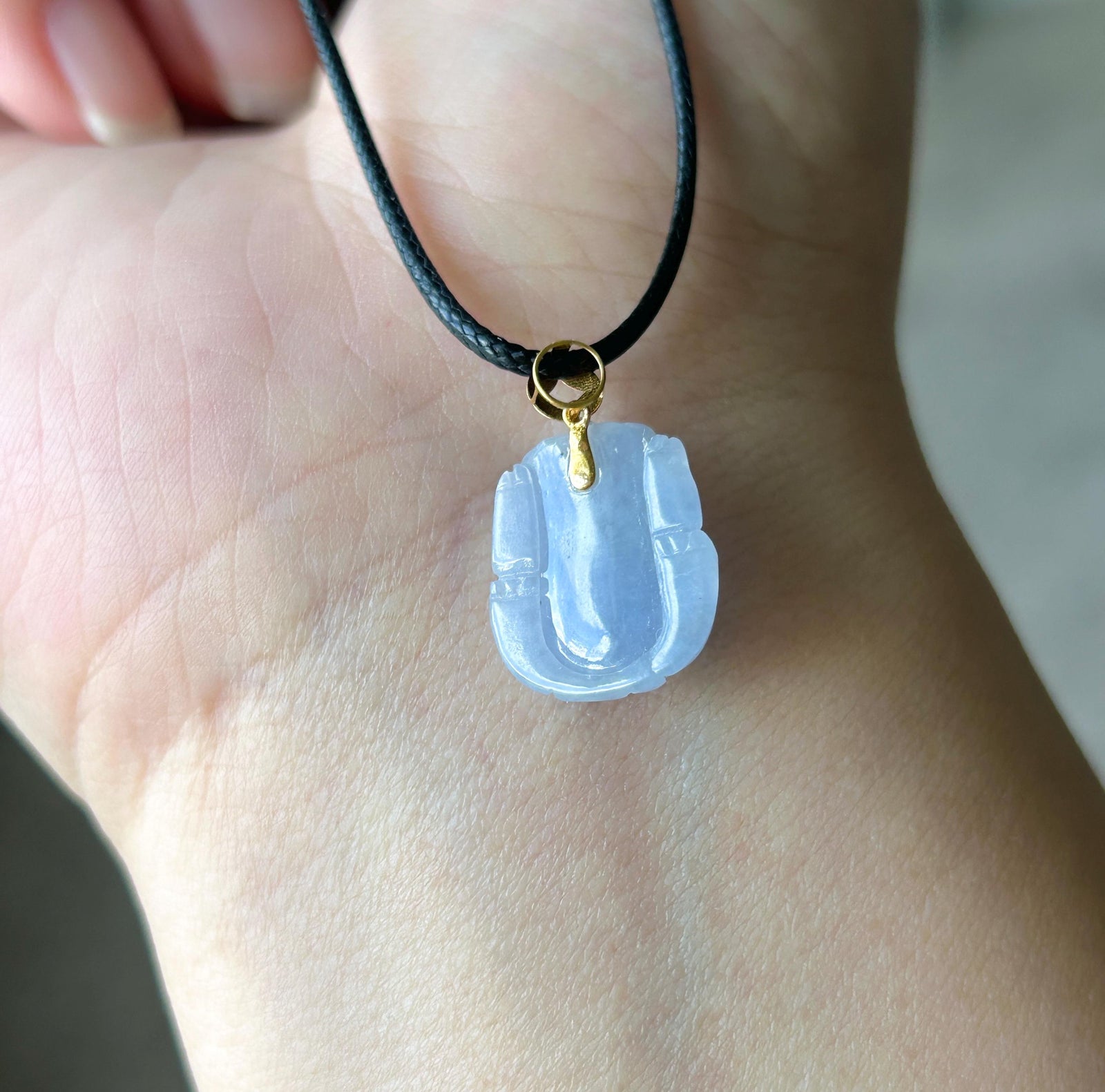 Natural Jadeite Petite Pixiu Pendant | Burmese Type A Icy Translucent Lavender Purple Jade | 18K Solid Gold Bail