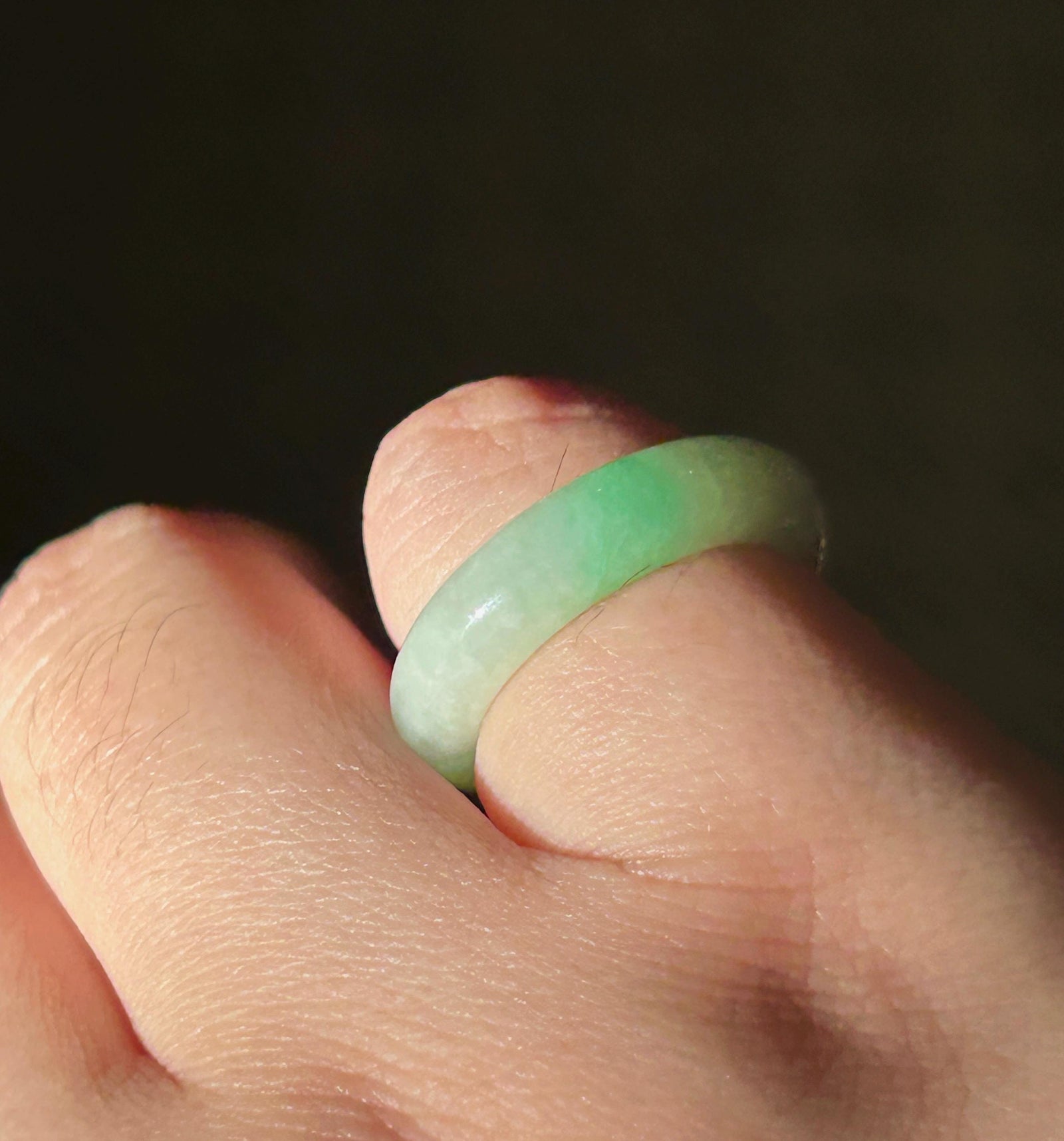 Certified Natural Jadeite Band Ring | Burmese Type A Fine Glutinous Icy White Based Bright Apple Green Jade US - 7, 17.2mm