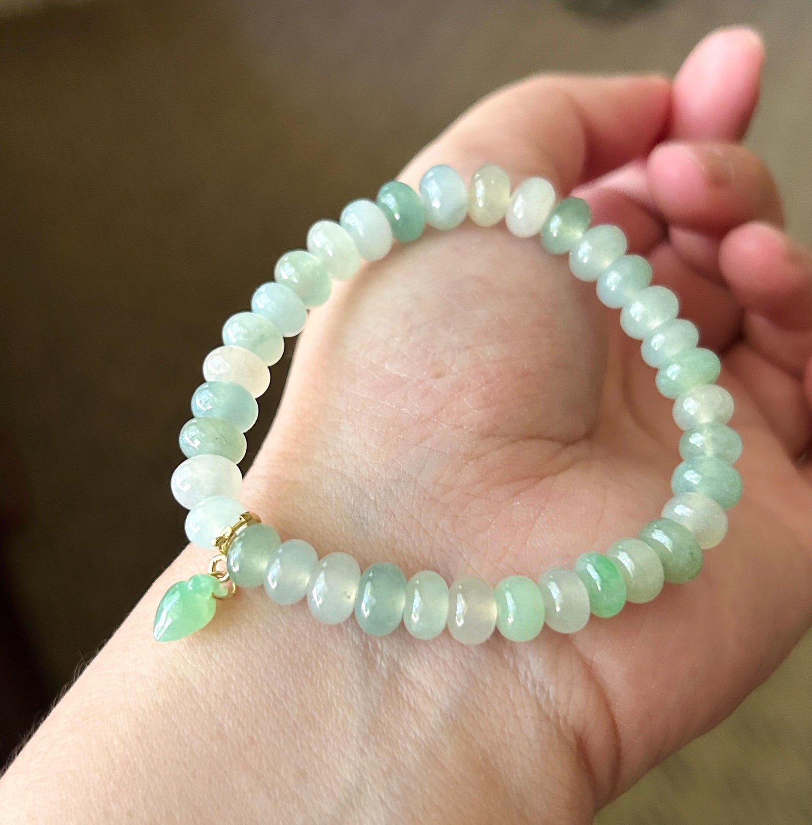 Natural Jadeite Beaded Bracelet Burmese Type A Highly Translucent Fine Icy Macaron Pale Icy Green Jade 8mm Minimalist Jewelry