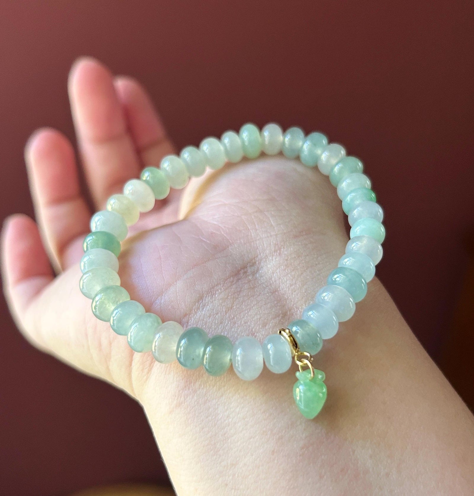 Natural Jadeite Beaded Bracelet Burmese Type A Highly Translucent Fine Icy Macaron Pale Icy Green Jade 8mm Minimalist Jewelry