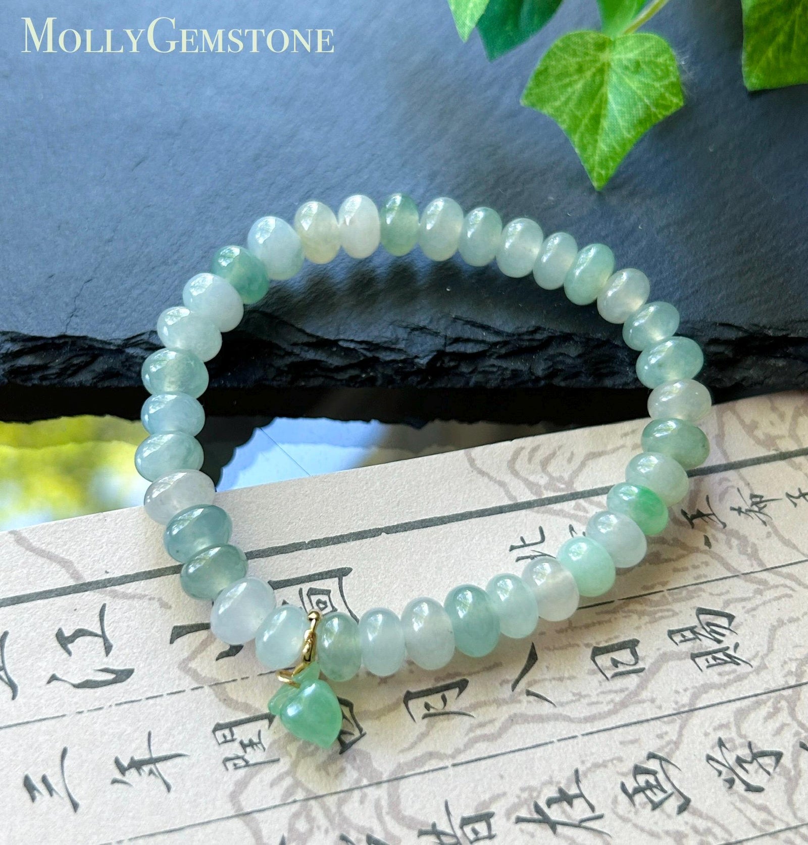 Natural Jadeite Beaded Bracelet Burmese Type A Highly Translucent Fine Icy Macaron Pale Icy Green Jade 8mm Minimalist Jewelry