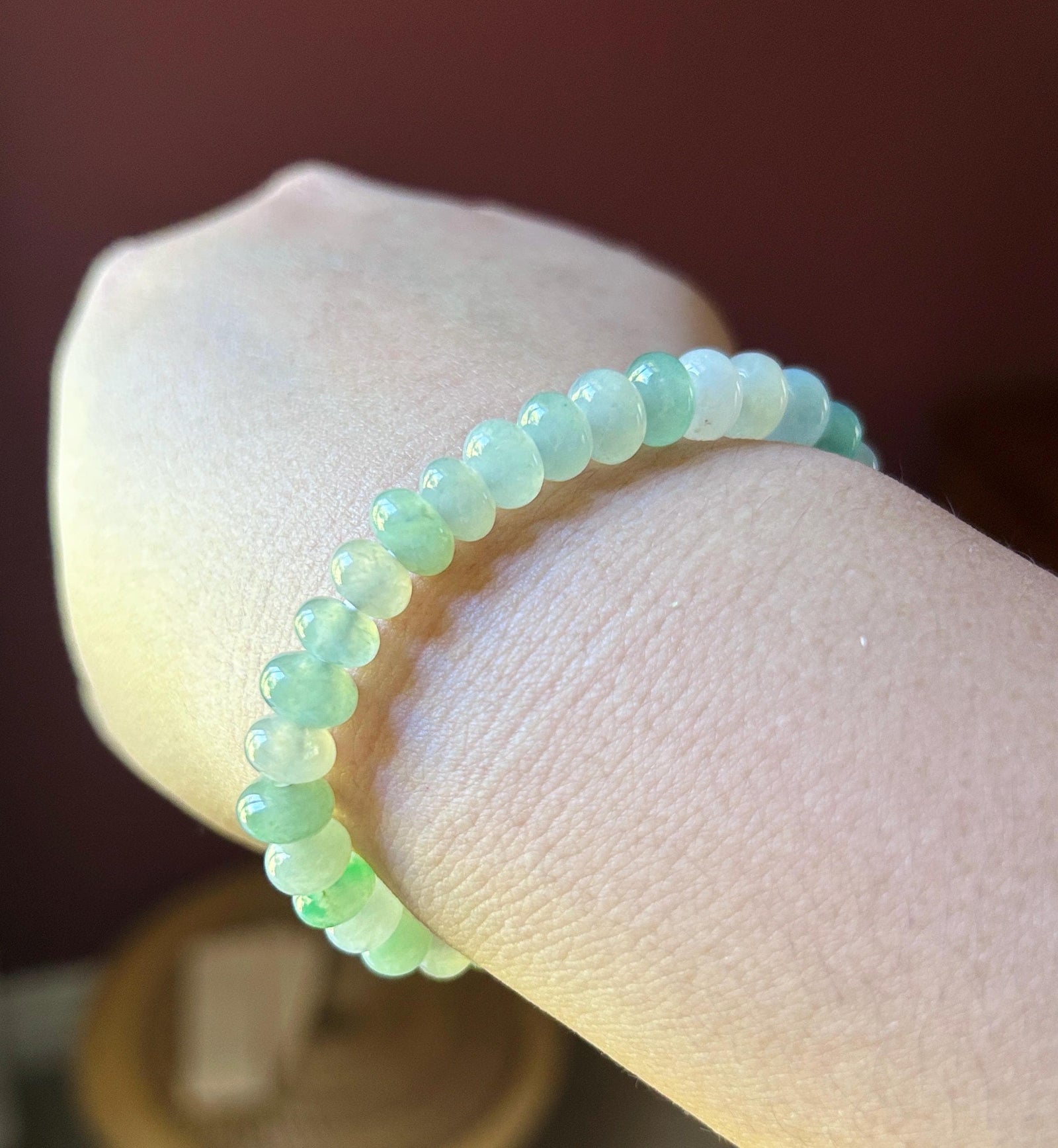 Natural Jadeite Beaded Bracelet Burmese Type A Highly Translucent Fine Icy Macaron Pale Icy Green Jade 8mm Minimalist Jewelry