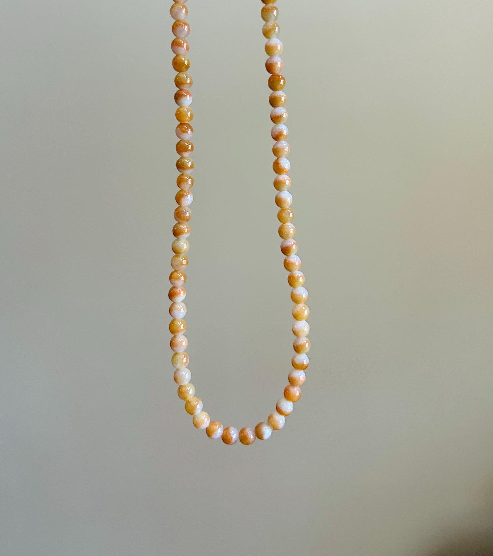 Certified Natural Jadeite Beaded Stacked Bracelet/Necklace Jewelry Burmese Type A Icy YuanYang Orange Jade 5.3mm