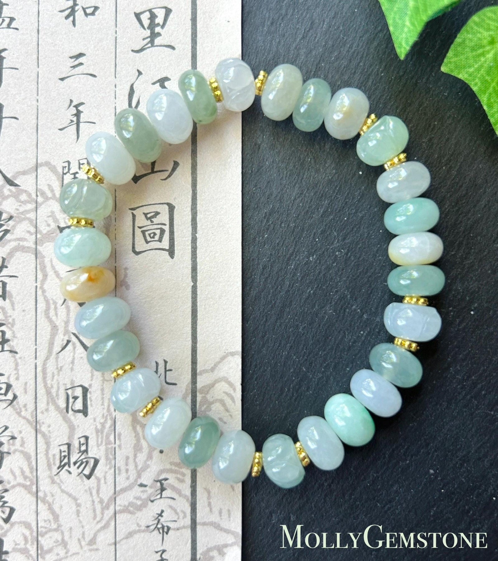 Natural Jadeite Beaded Bracelet Burmese Type A Highly Translucent Icy Macaron Multicolor Jade 9.5mm Minimalist Jewelry