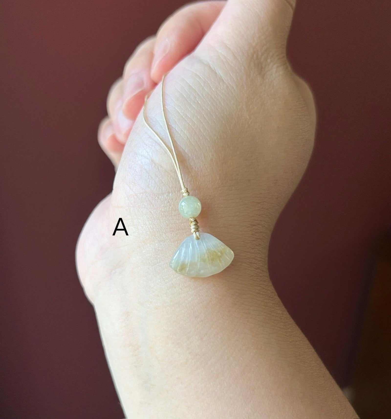 Natural Jadeite Phone Charm Handmade Untreated Type A Burmese Icy Cute HandCarved Sea Shell Jade Protection Amulet