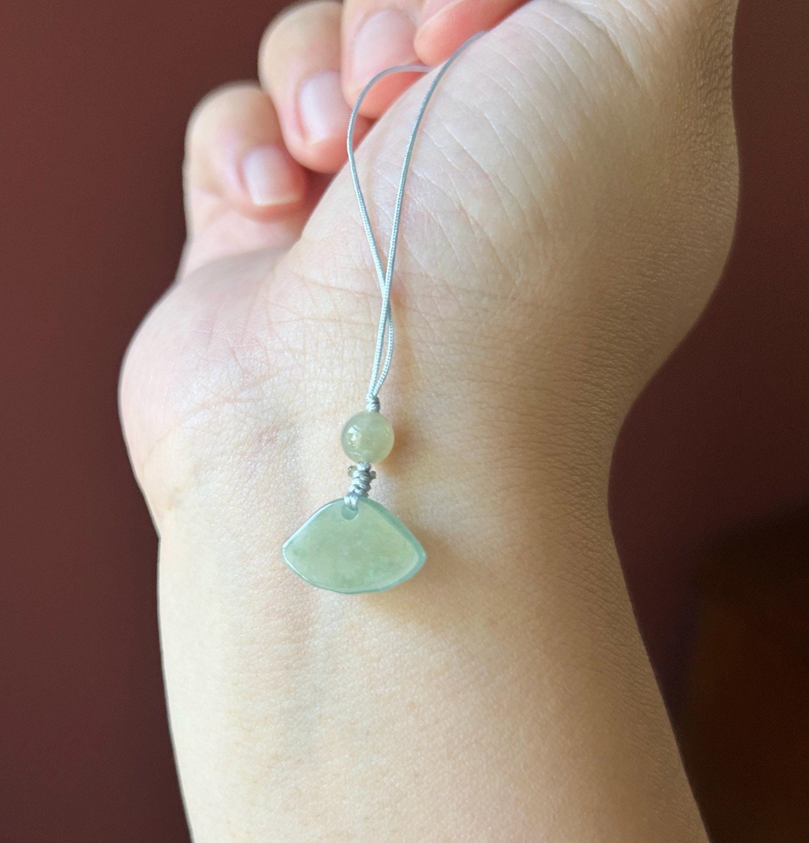 Natural Jadeite Phone Charm Handmade Untreated Type A Burmese Icy Cute HandCarved Sea Shell Jade Protection Amulet