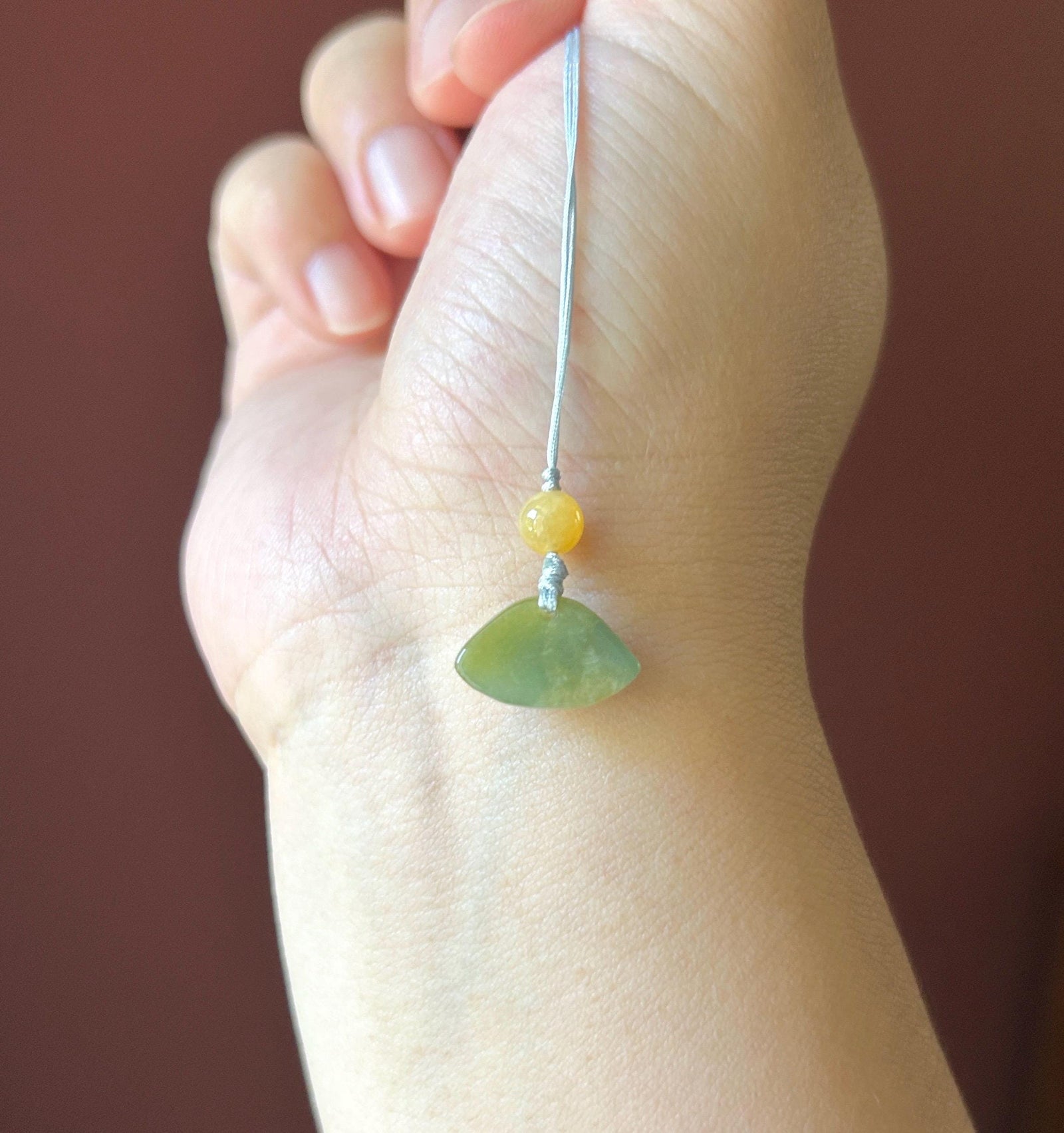 Natural Jadeite Phone Charm Handmade Untreated Type A Burmese Icy Cute HandCarved Sea Shell Jade Protection Amulet