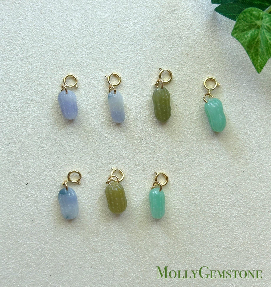 Natural Jadeite Bracelet Charm Authentic Burmese Type A Highly Translucent Multicolor Jade | Lucky Peanut