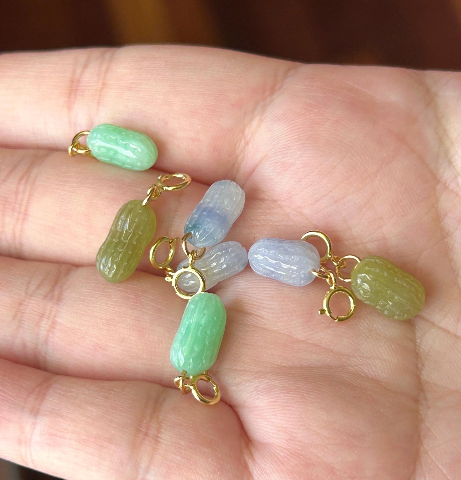 Natural Jadeite Bracelet Charm Authentic Burmese Type A Highly Translucent Multicolor Jade | Lucky Peanut
