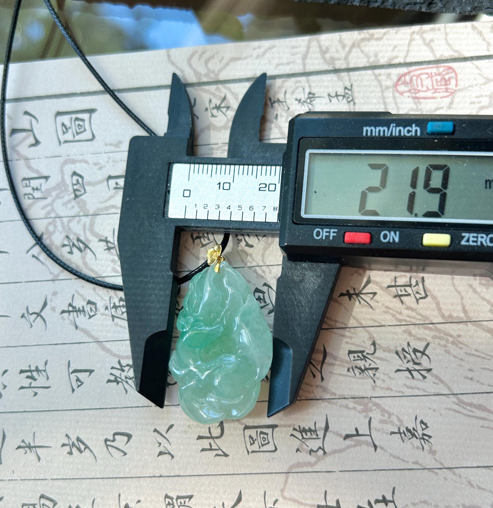 Natural Jadeite Nine Tail Fox Pendant 18k Solid Gold Bail | Burmese Type A Highly Translucent Icy Vivid Apple Minty Green Jade