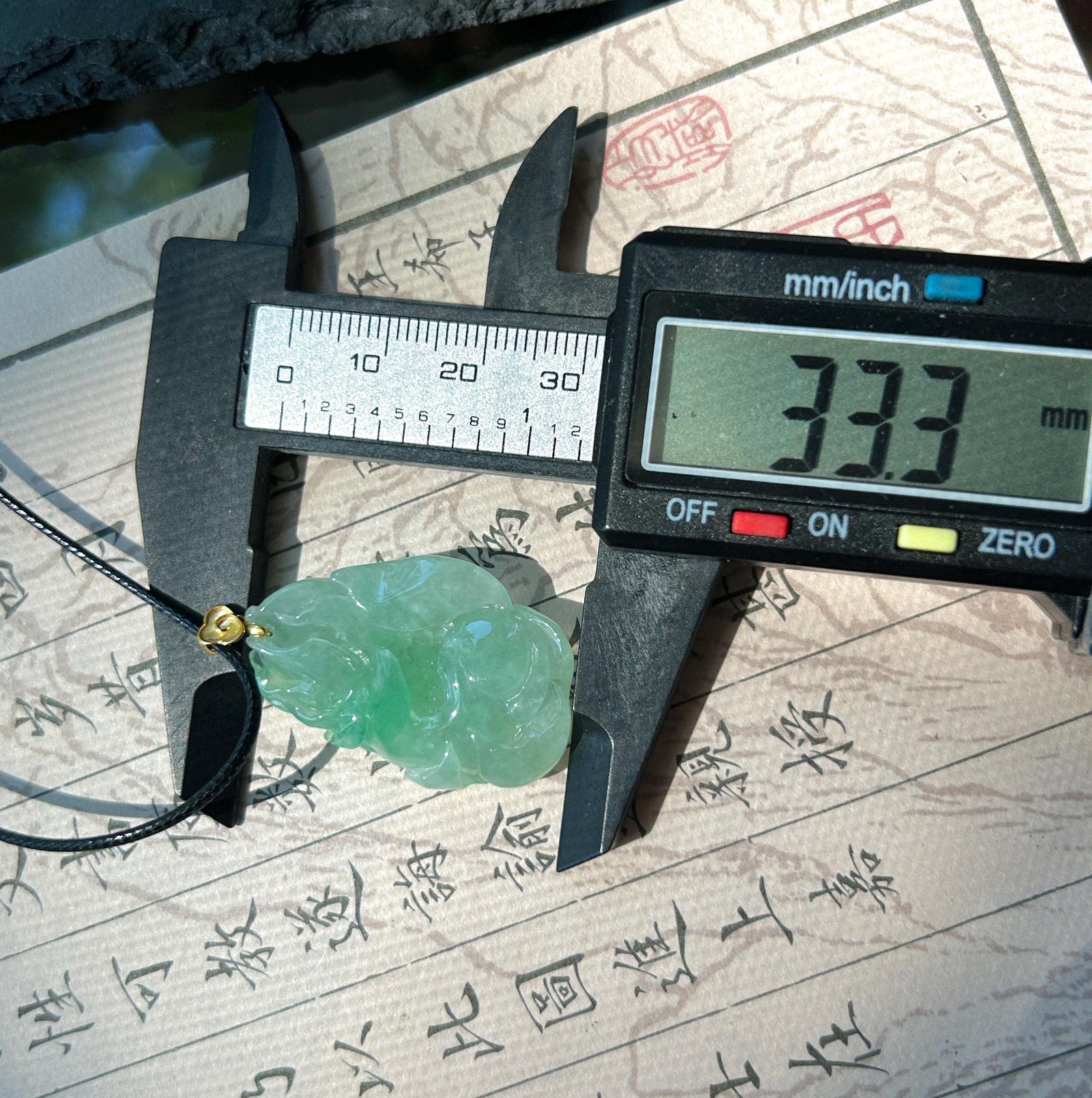 Natural Jadeite Nine Tail Fox Pendant 18k Solid Gold Bail | Burmese Type A Highly Translucent Icy Vivid Apple Minty Green Jade