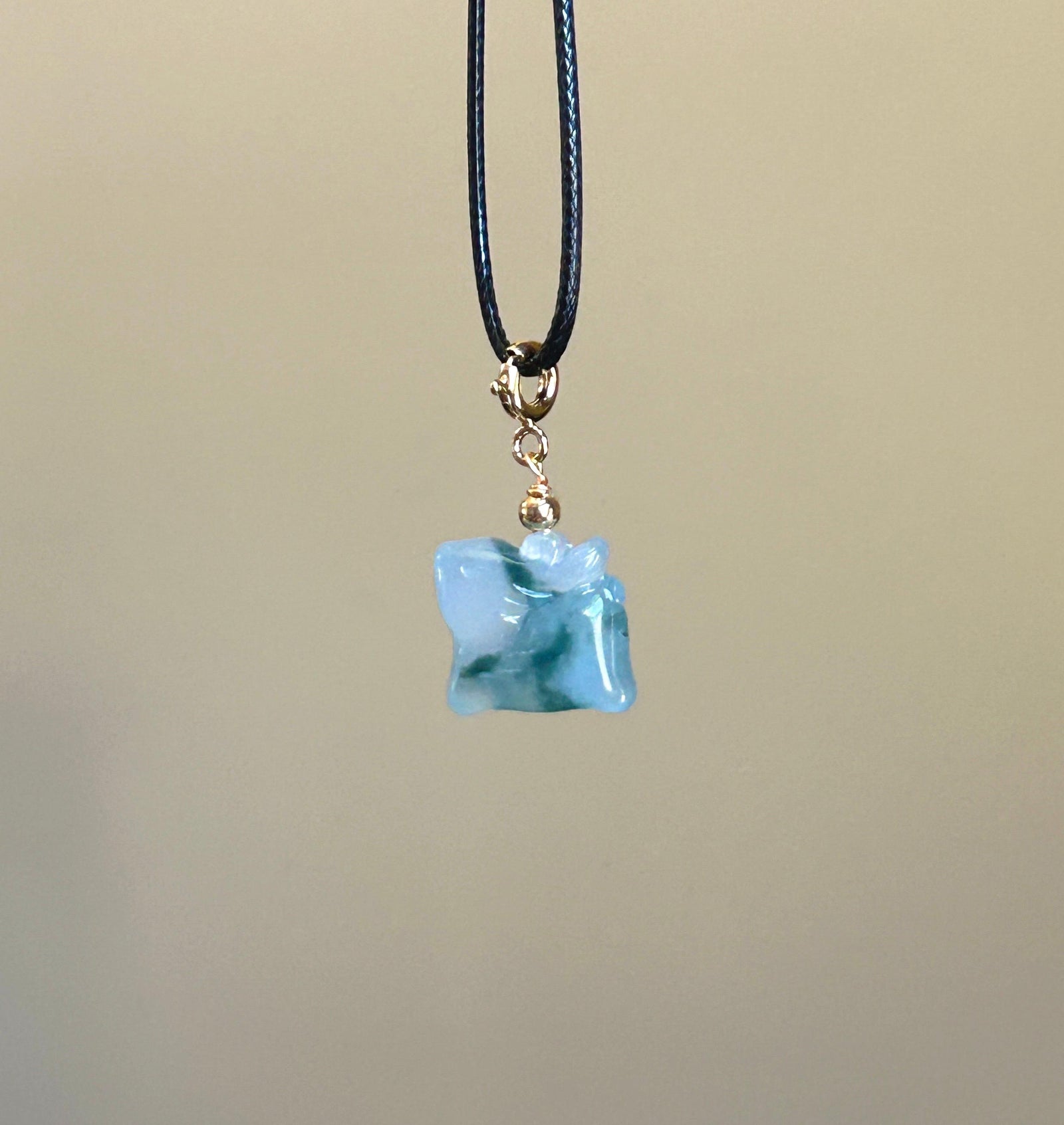 Certified Natural Jadeite Petite Deer Charm | Burmese Type A Highly Translucent Icy Blue with Bluish Green Floral Floral Jade