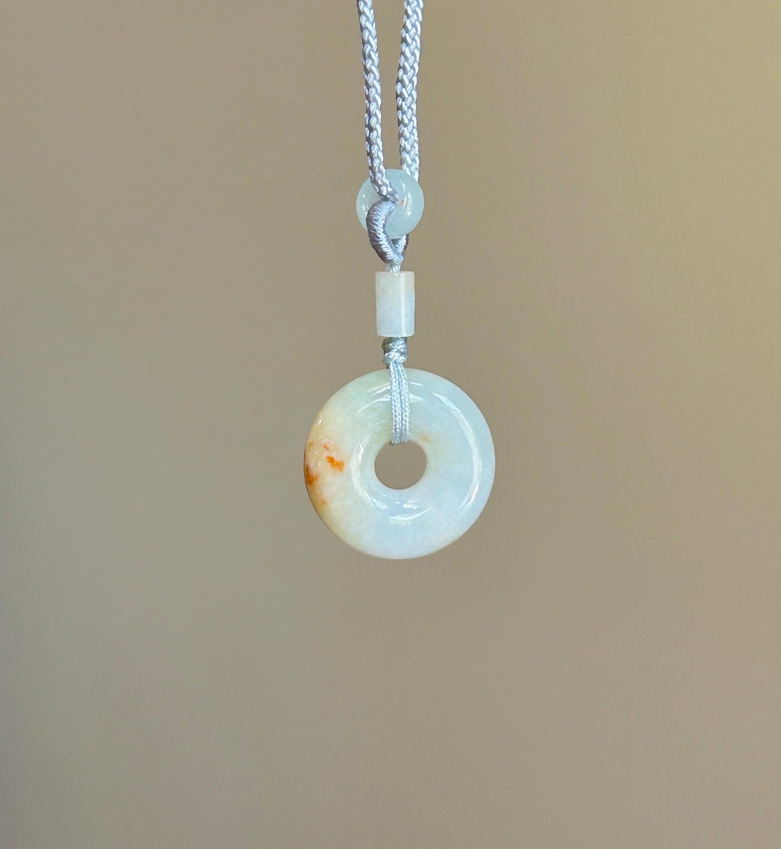 Natural Jadeite Donut Pendant Necklace Burmese Type A Fine Glutinous Icy Red Floral Jade Peace Buckle