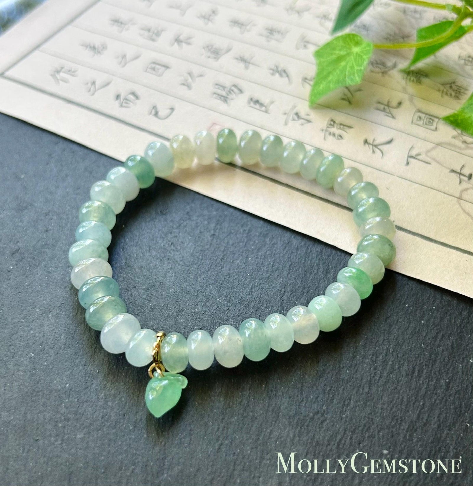 Natural Jadeite Beaded Bracelet Burmese Type A Highly Translucent Fine Icy Macaron Pale Icy Green Jade 8mm Minimalist Jewelry