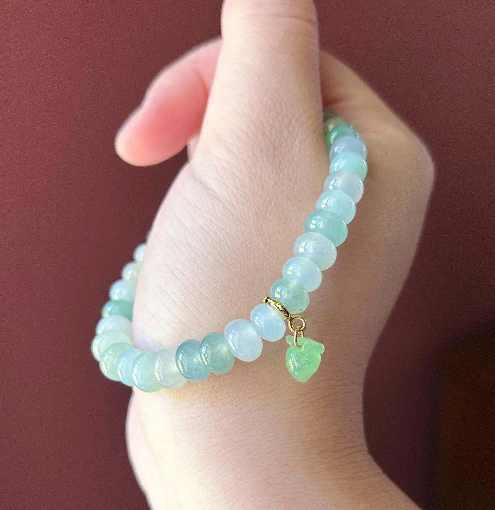 Natural Jadeite Beaded Bracelet Burmese Type A Highly Translucent Fine Icy Macaron Pale Icy Green Jade 8mm Minimalist Jewelry
