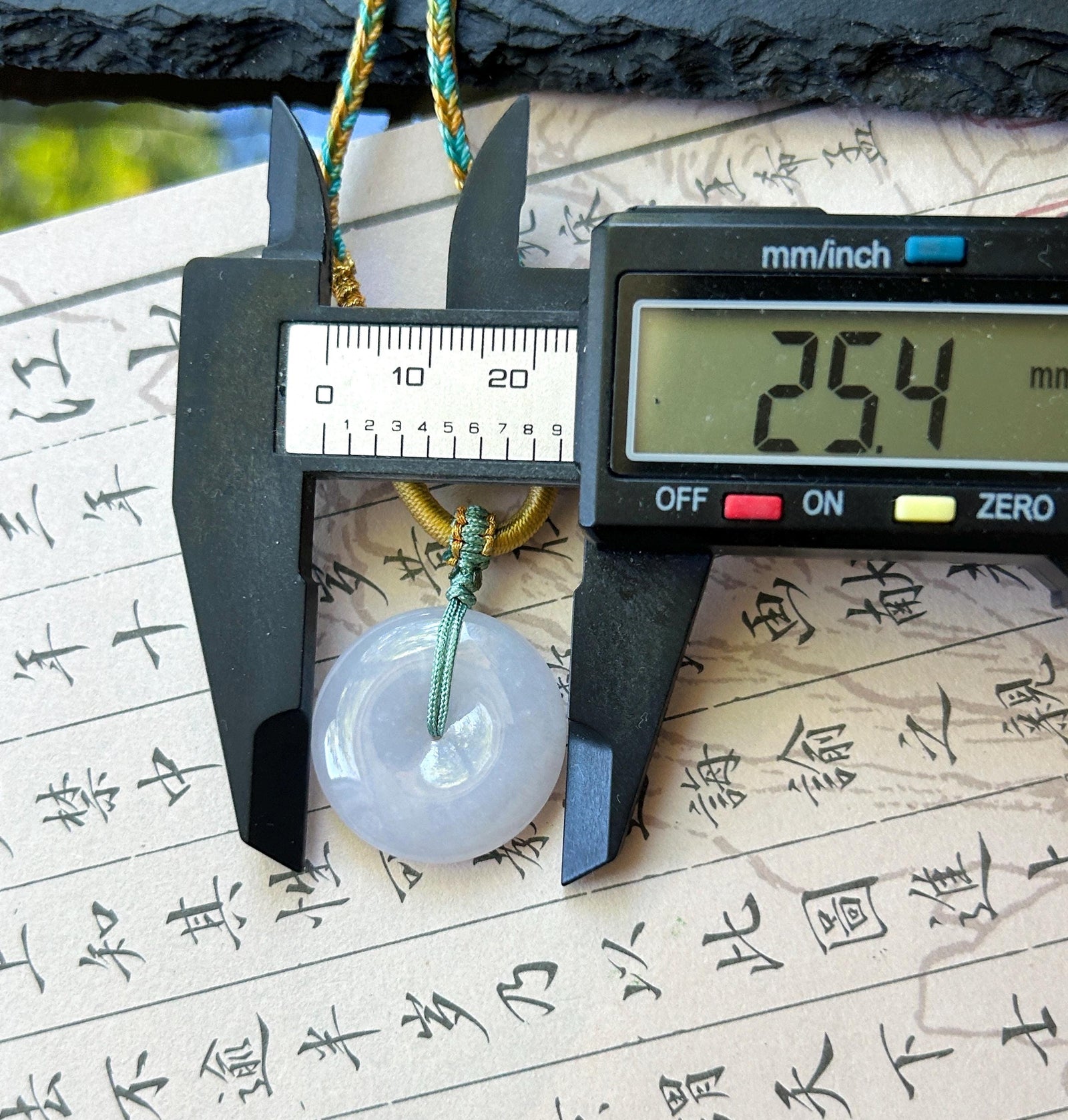 Natural Jadeite Lucky Donut Pendant Handwoven Necklace Burmese Type A Translucent Icy Bluish Lavender Jade PingAnKou 25.4 x 5.8mm