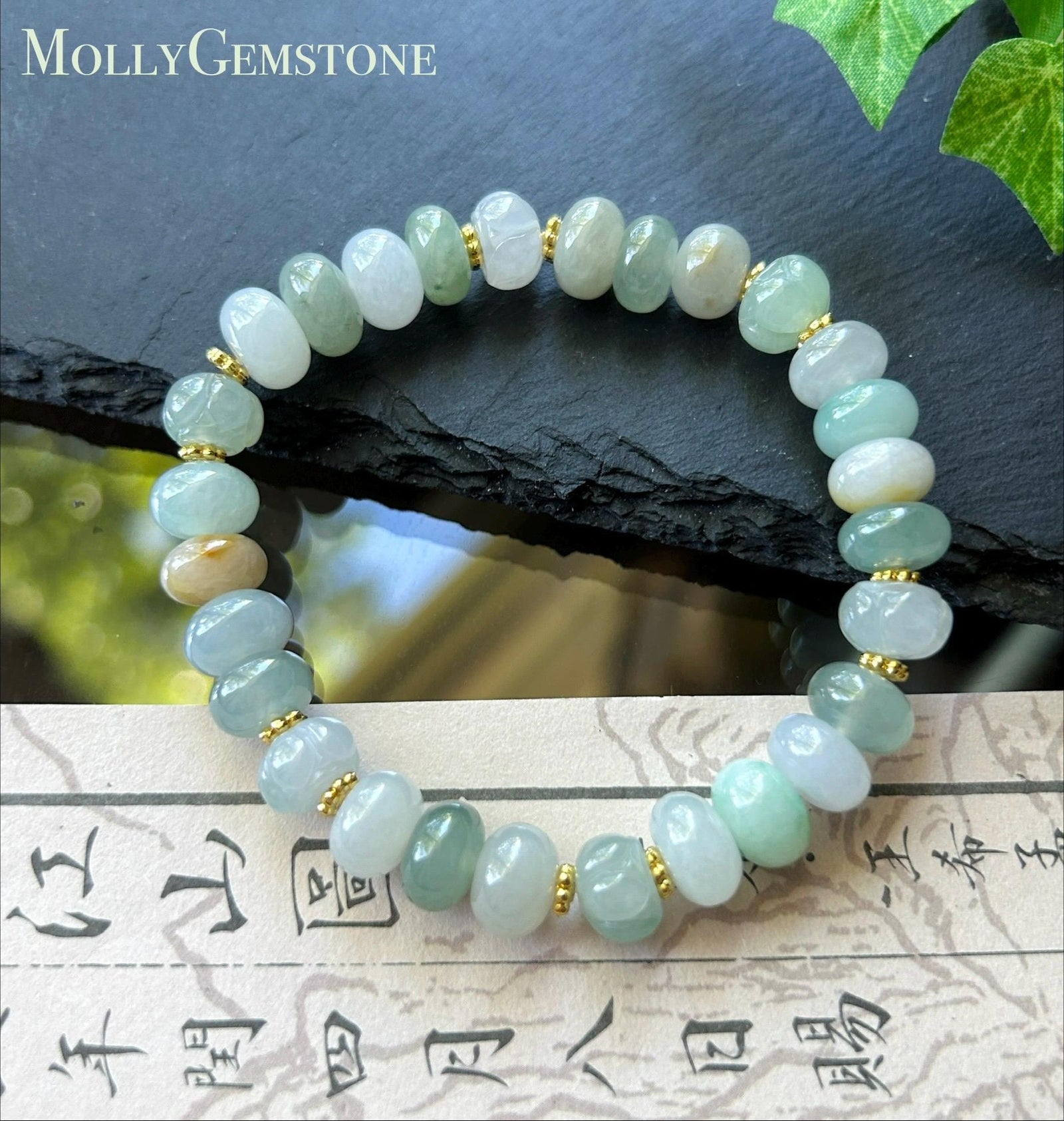 Natural Jadeite Beaded Bracelet Burmese Type A Highly Translucent Icy Macaron Multicolor Jade 9.5mm Minimalist Jewelry