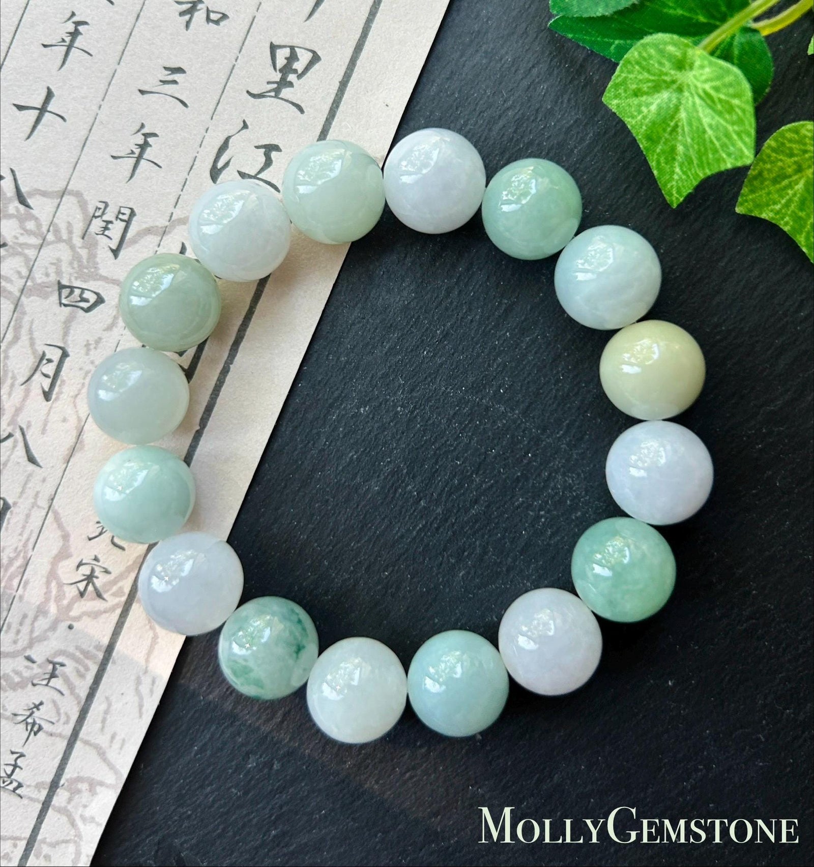 Natural Jadeite Beaded Bracelet Burmese Type A Untreated Fine Glutinous Icy Macaron Multicolor Jade 12.5mm BIG Beads